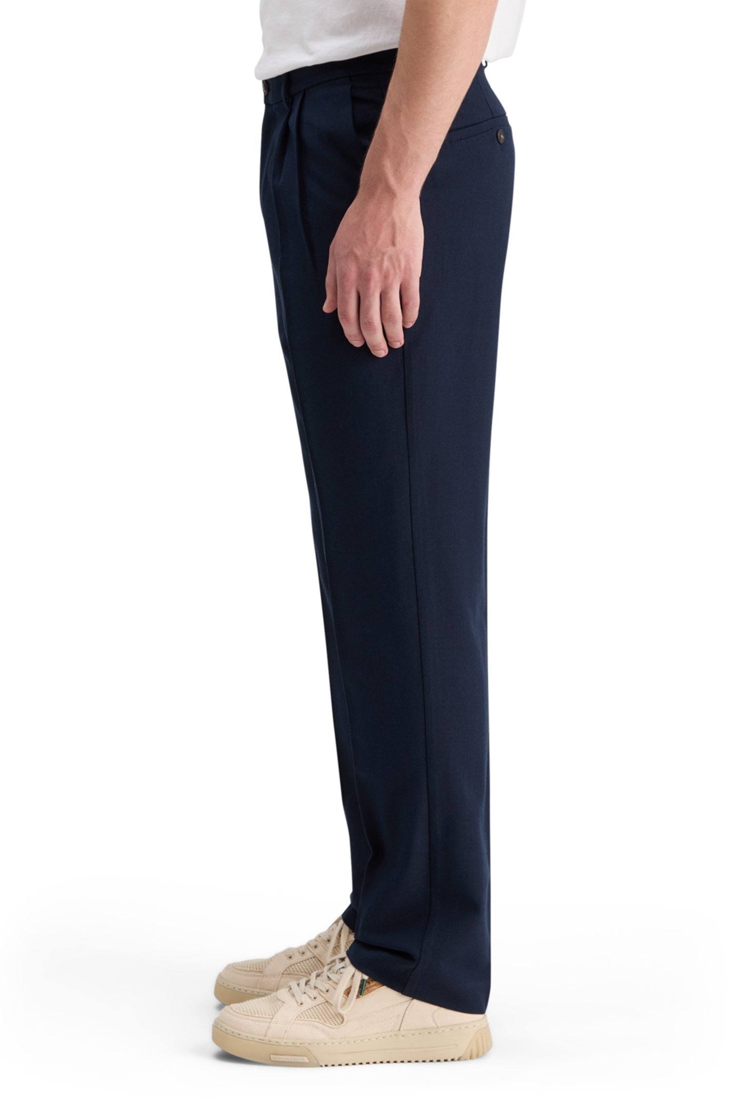 RELAXED STRAIGHT FIT PLEATED WOOL BLEND CHINO NIGHT 7