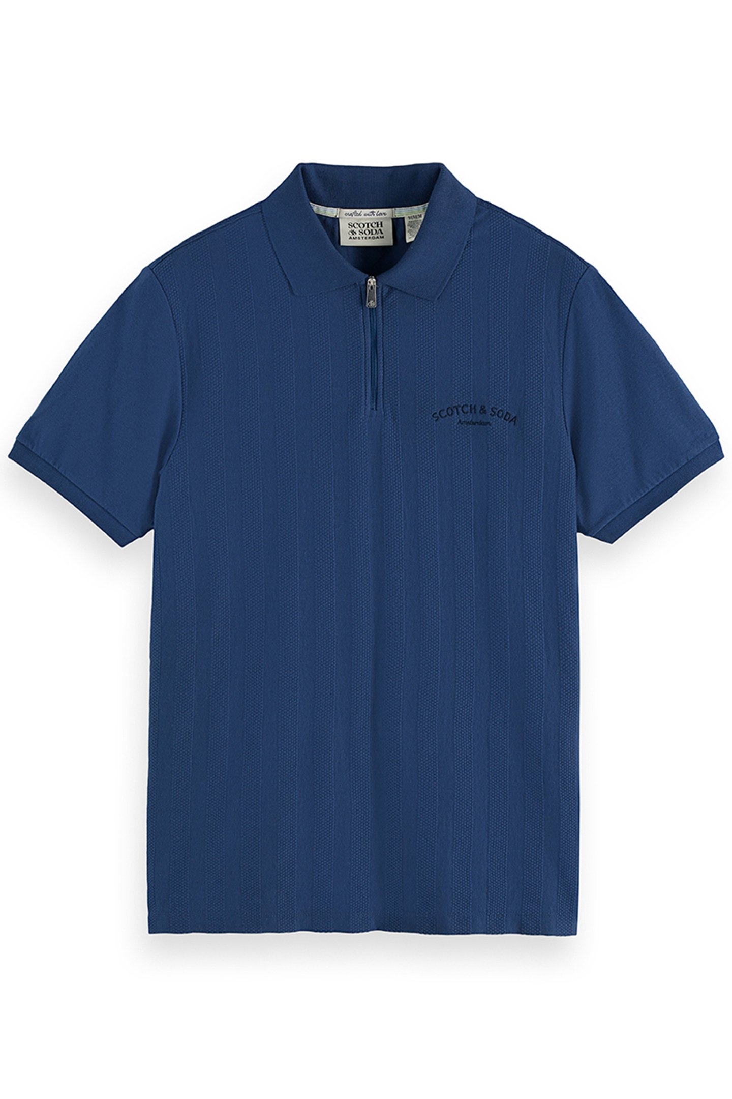 POPCORN PIQUE ZIP POLO (VALUE) DARK OBSIDIAN 1