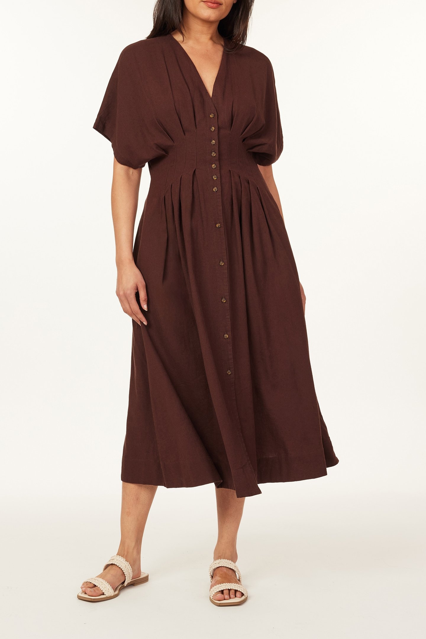 MULTI PLEATED DOLMAN DRESS PUCE 1