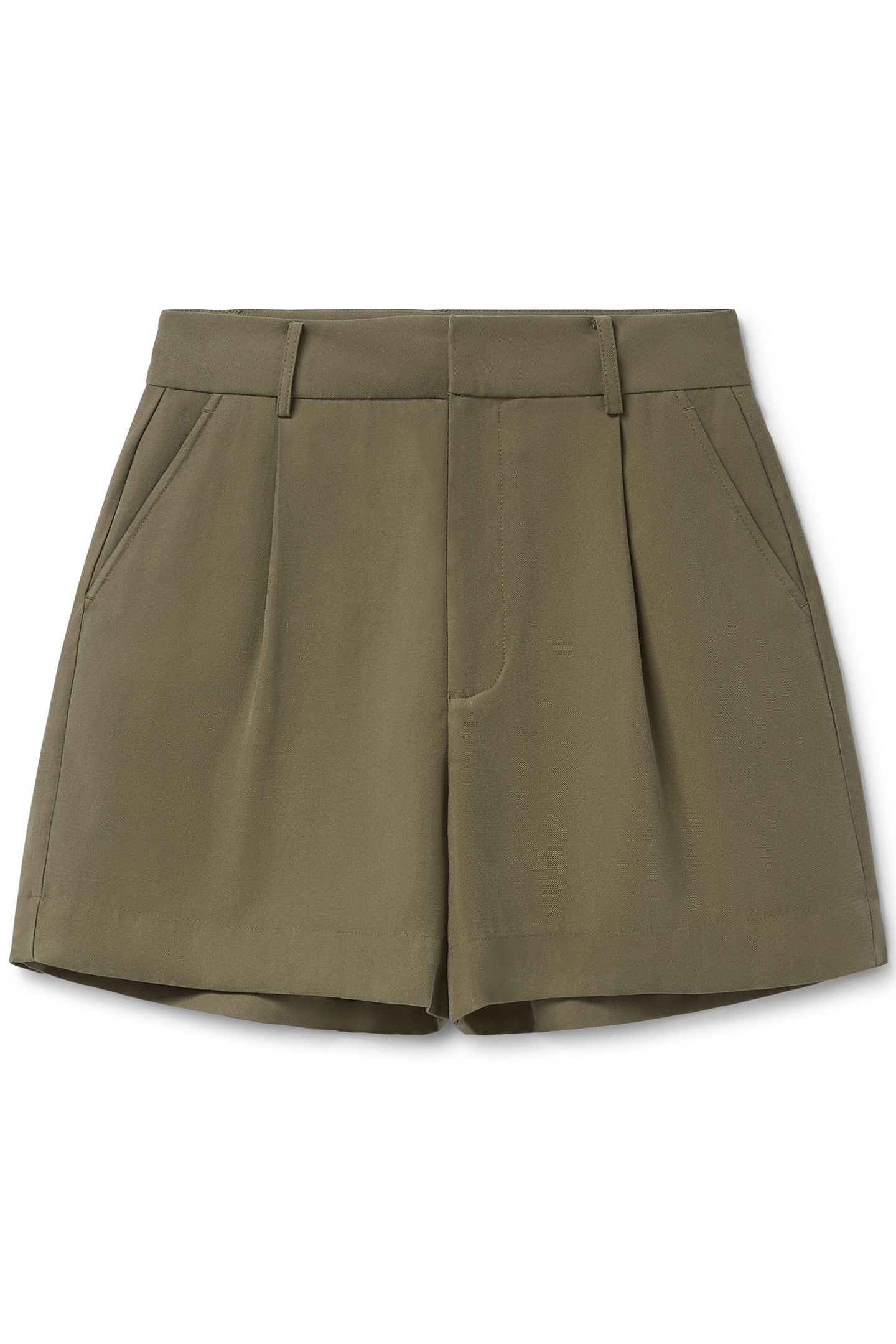 TAILORED PLEAT SHORTS DUSKY OLIVE 3