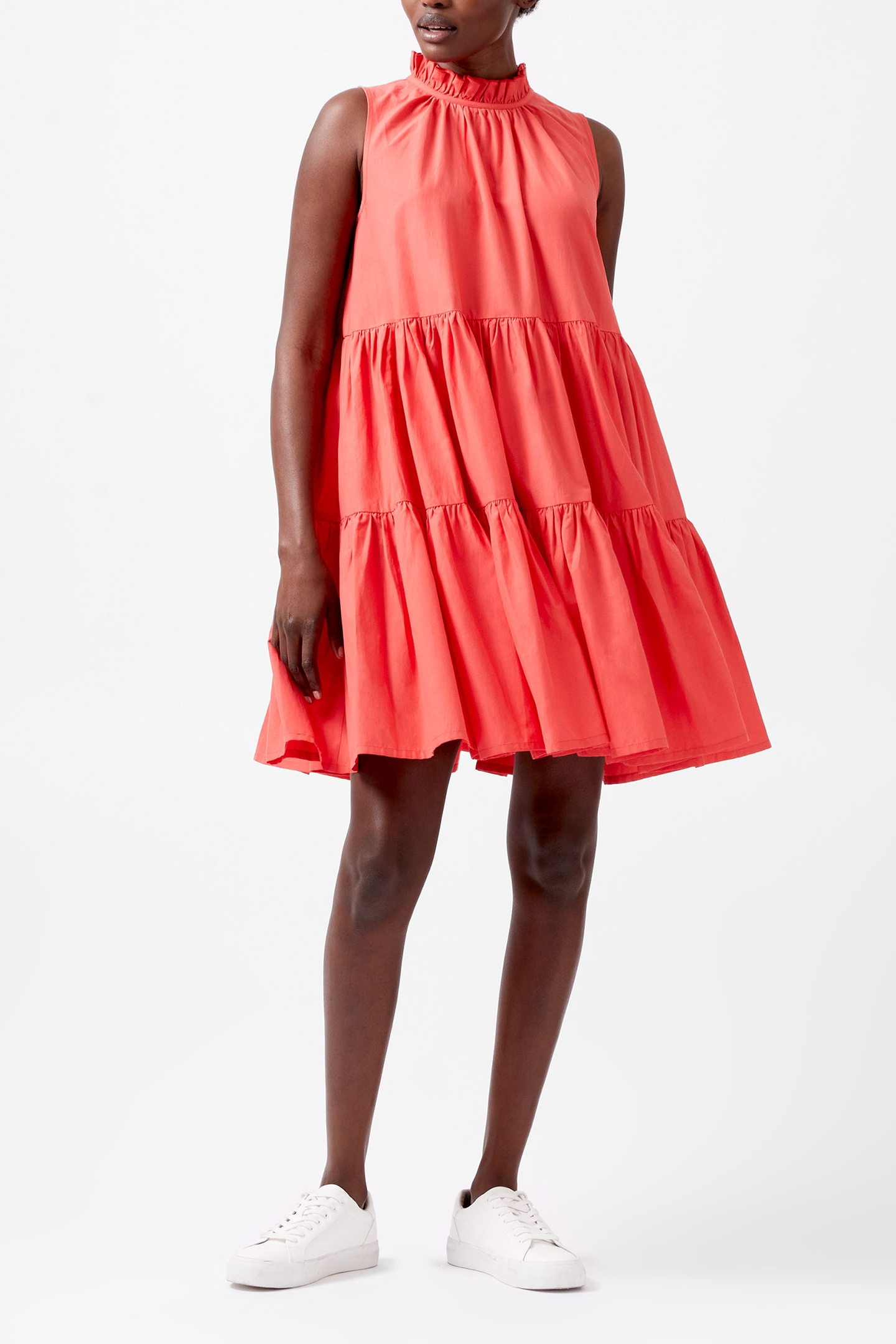 ERA POPLIN S/LESS HIGH NK DRES CAYENNE RED 2