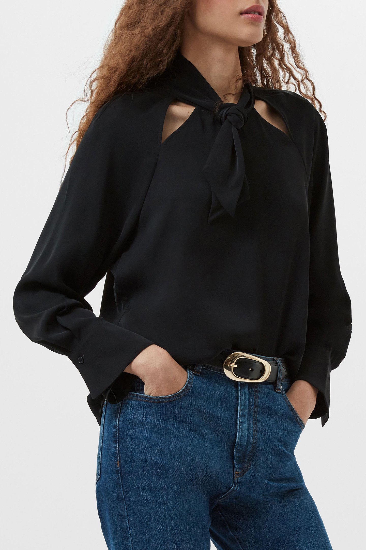 CARMEN CREPE TIE BLOUSE BLACKOUT 1