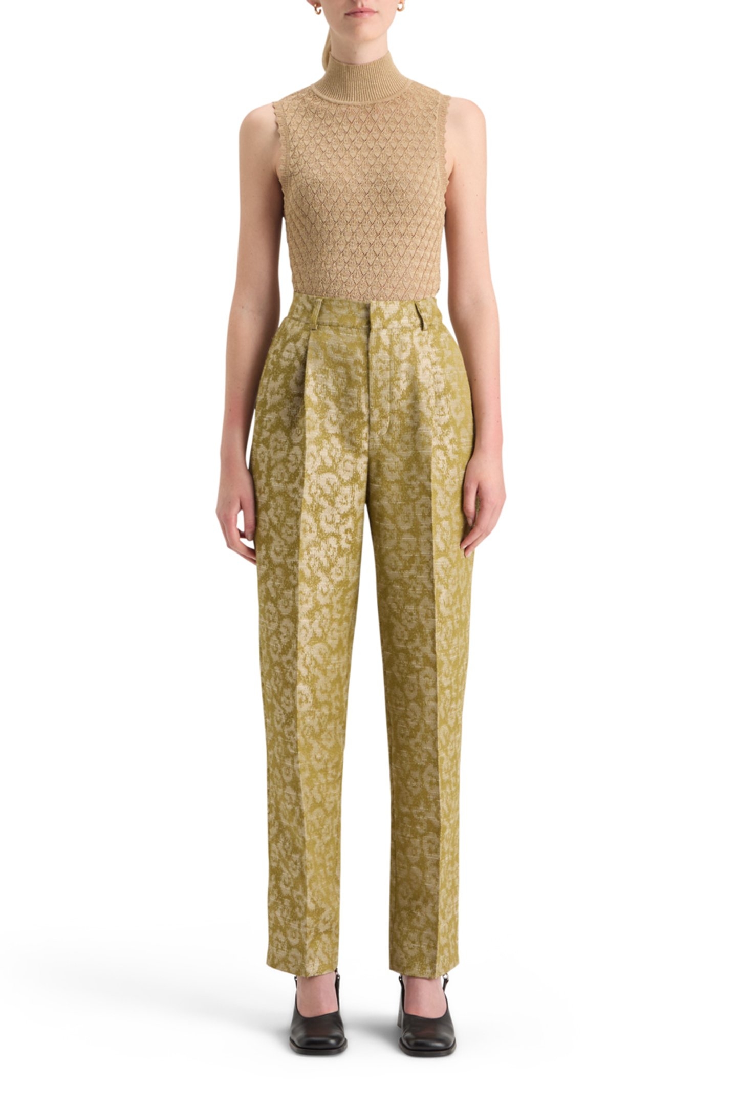 METALLIC POINTELLE KNITTED TANK GOLD 3