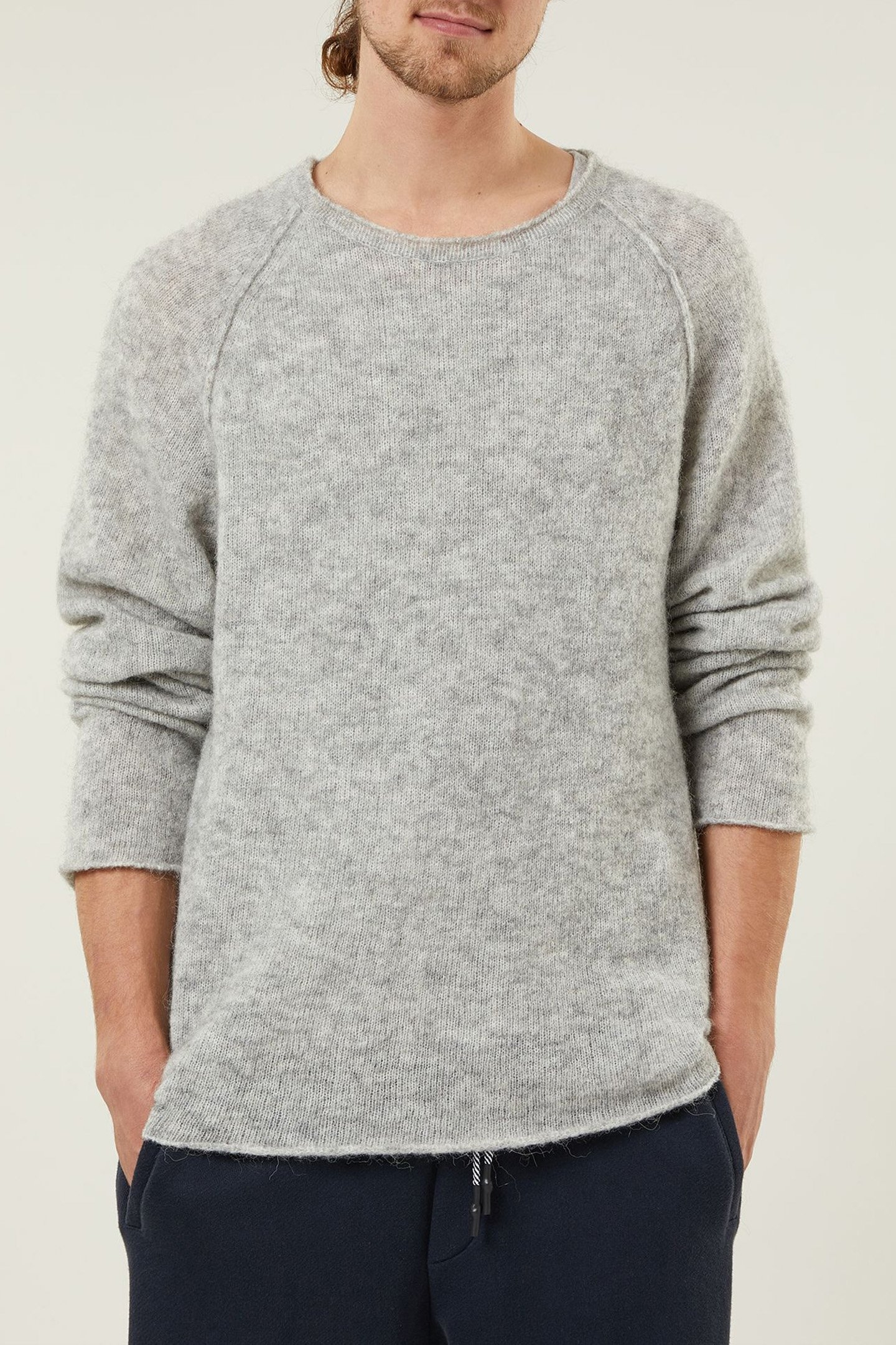 JACE KNIT SWEATER LIGHT GREY MELEE 1