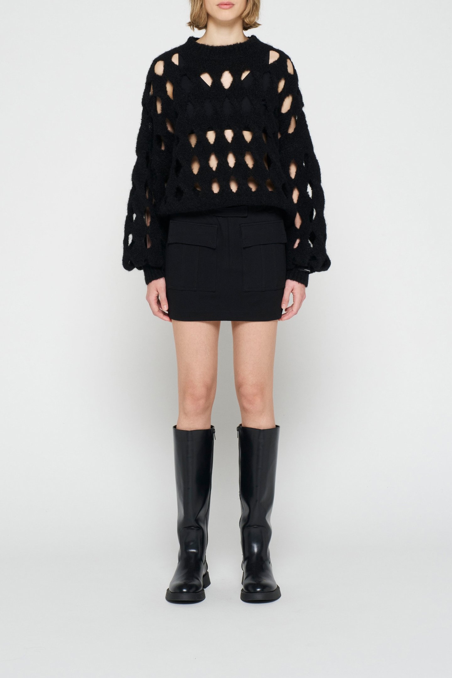 OPEN KNIT SWEATER BLACK 2