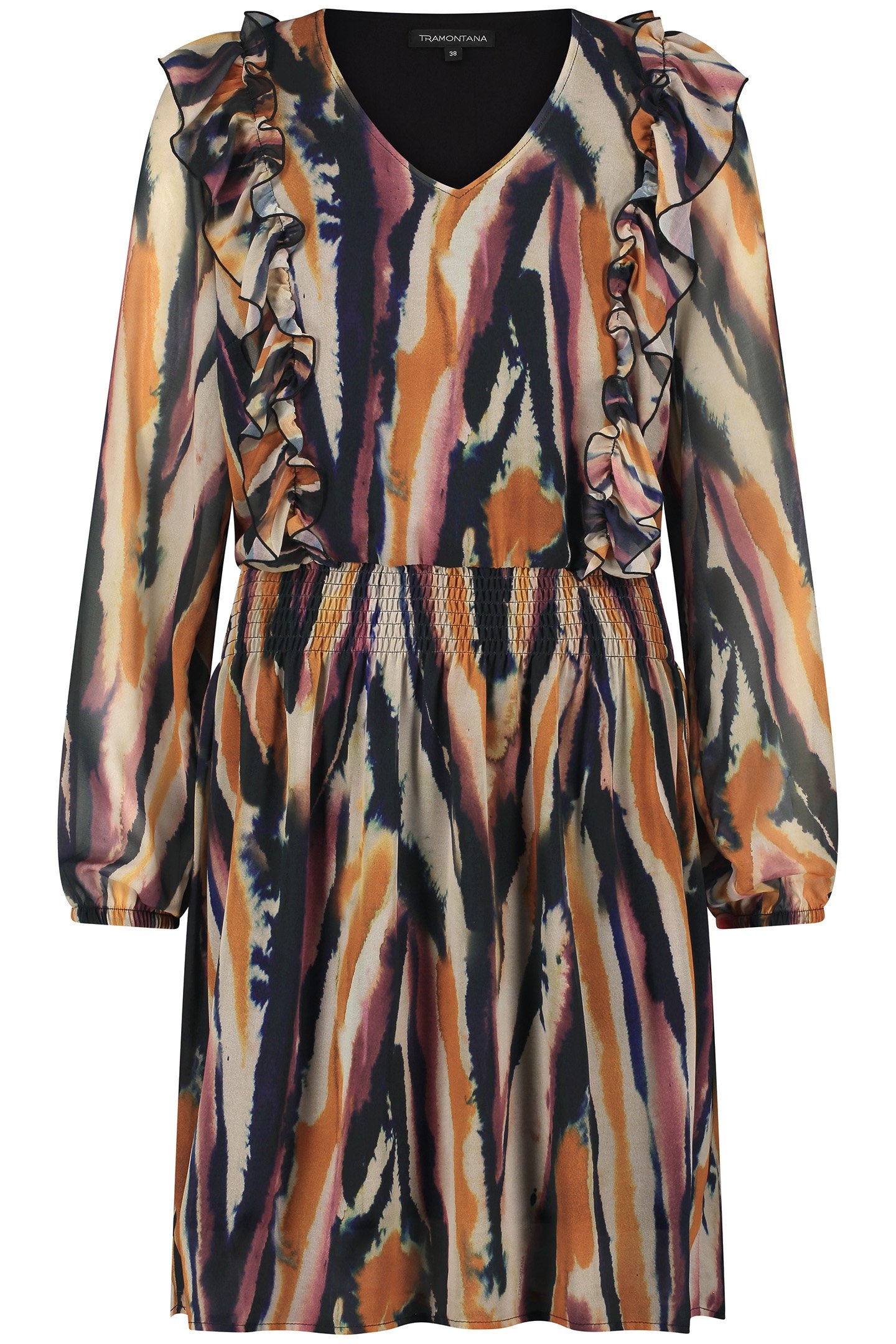 DRESS WATERCOLOR CHEVRON PRINT PINKS 2