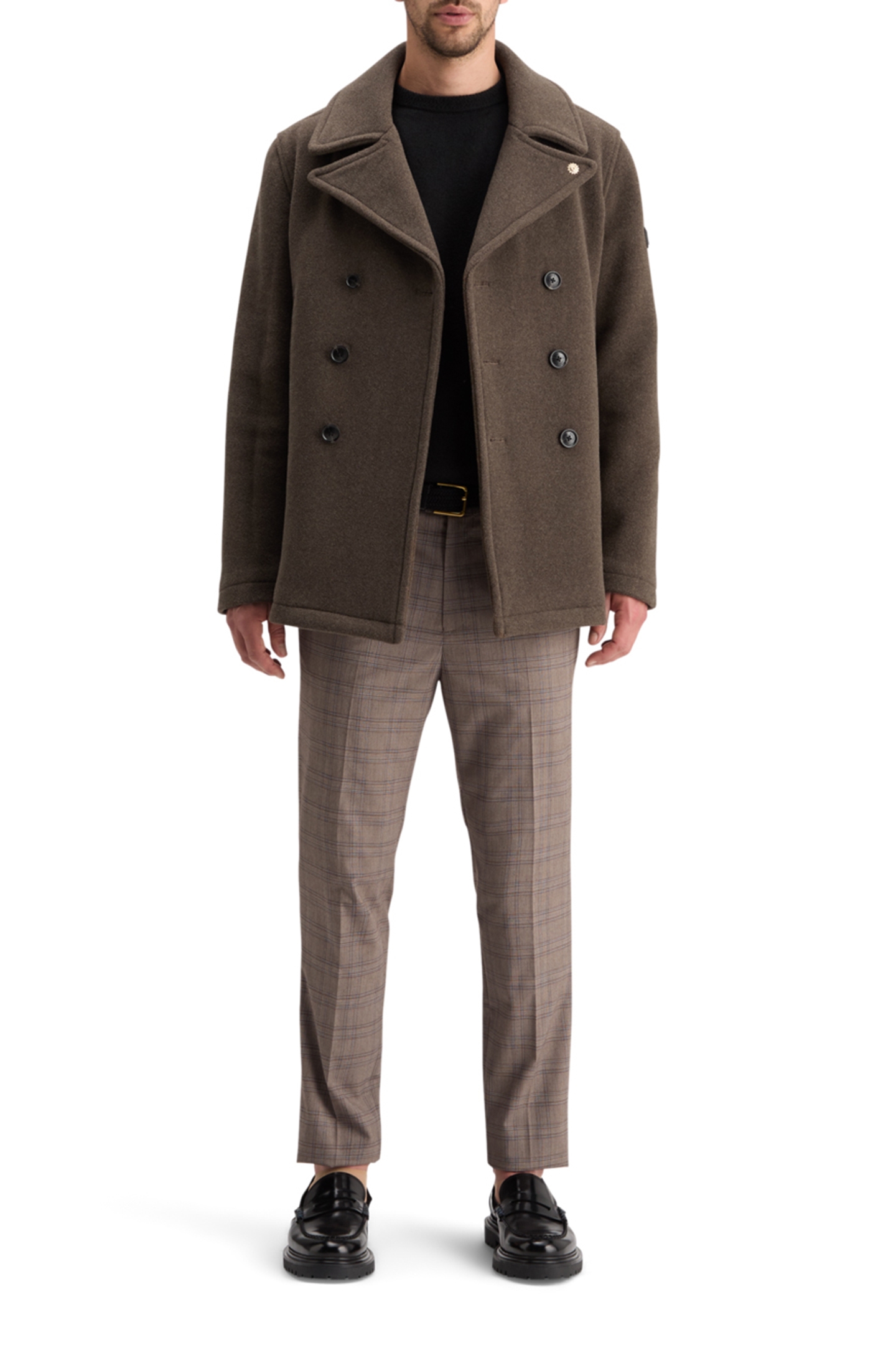WOOL BLEND PEACOAT COFFEE 3