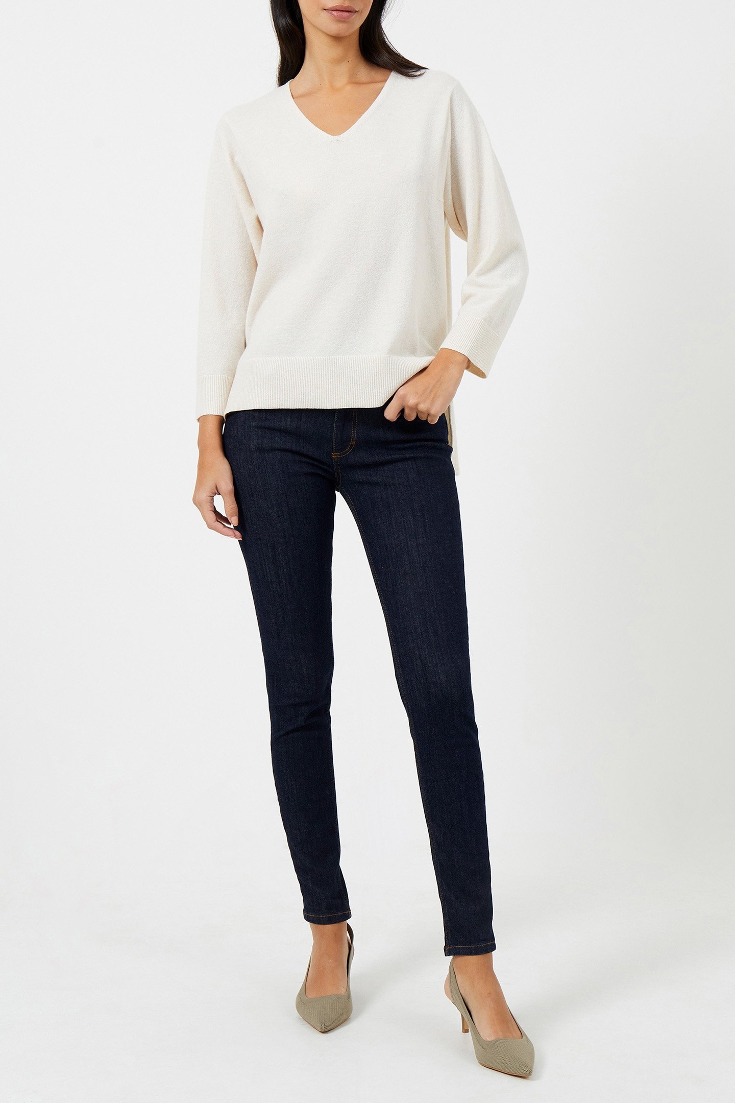 EBBA VHARI SUST V NK JUMPER OATMEAL MEL 1