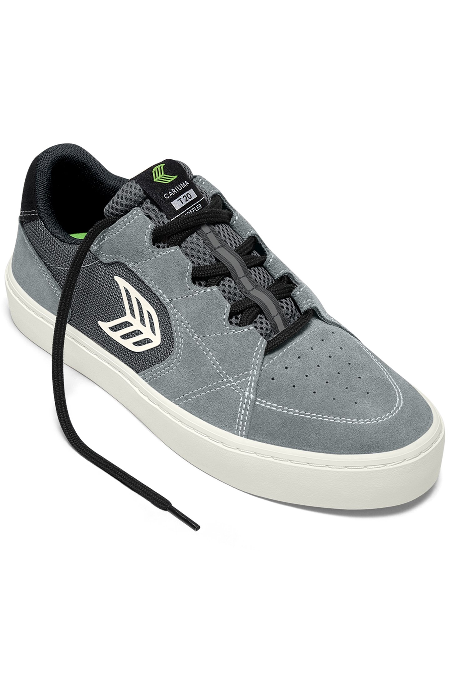 T20 PRO CHARCOAL GREY SUEDE AND MESH IVORY LOGO SNEAKER 2