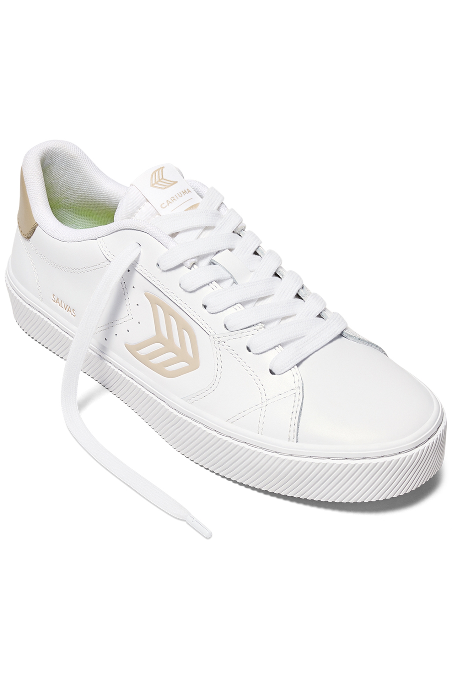SALVAS WHITE LEATHER SHIFTING SAND LOGO SNEAKER 2