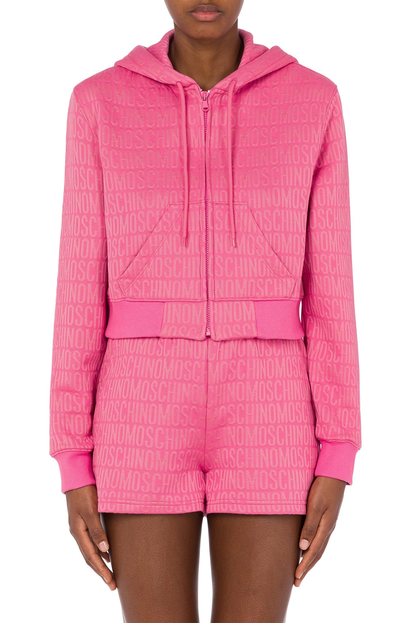 ALLOVER LOGO CROPPED SWEATSHIRT PINK 1