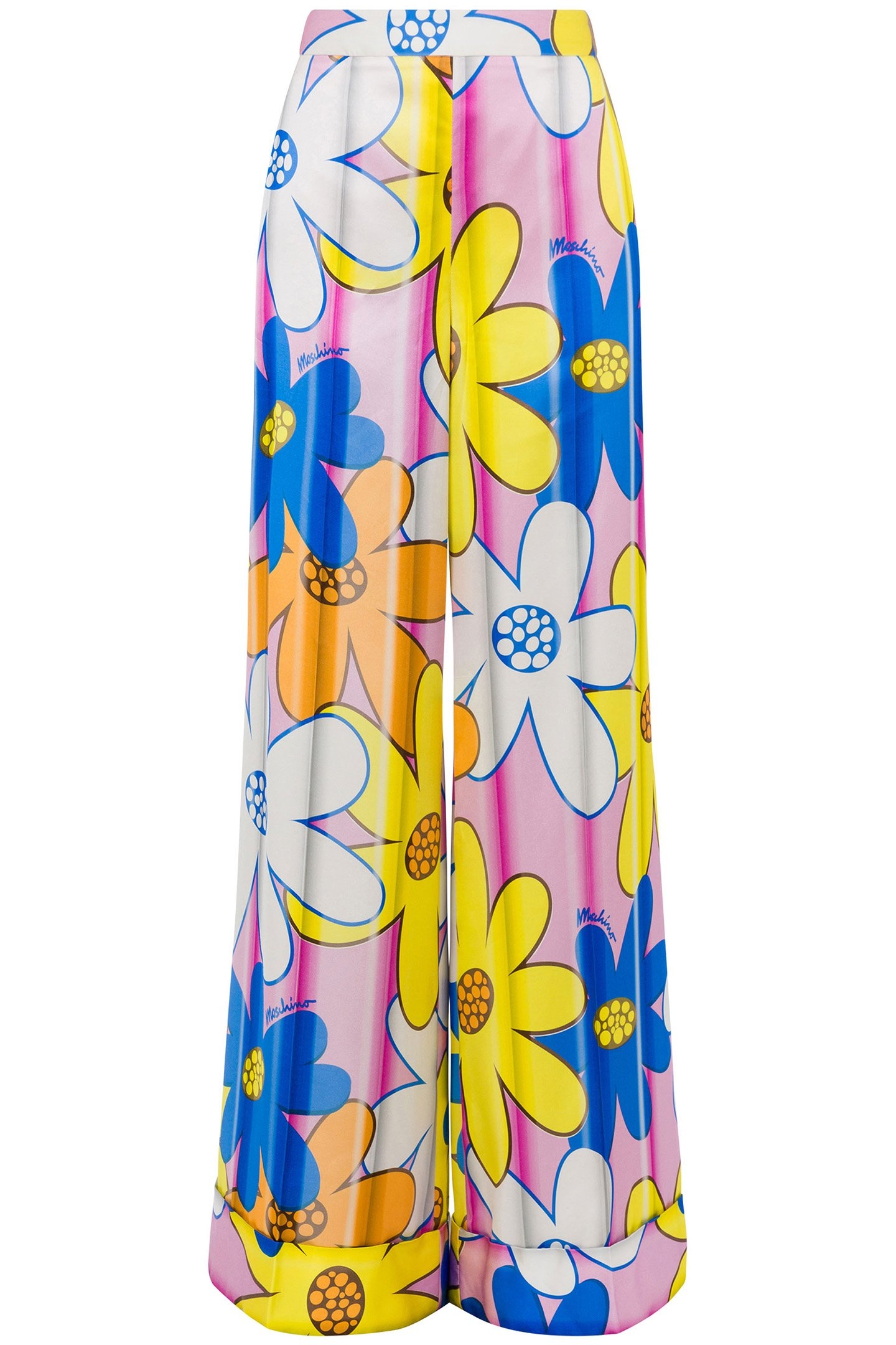 OVERSIZED ALLOVER FLOWERS SATIN TROUSERS PINK 3