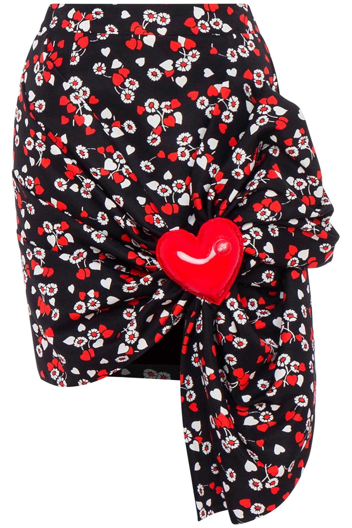 ALLOVER HEARTS & FLOWERS OTTOMAN MINISKIRT BLACK 3