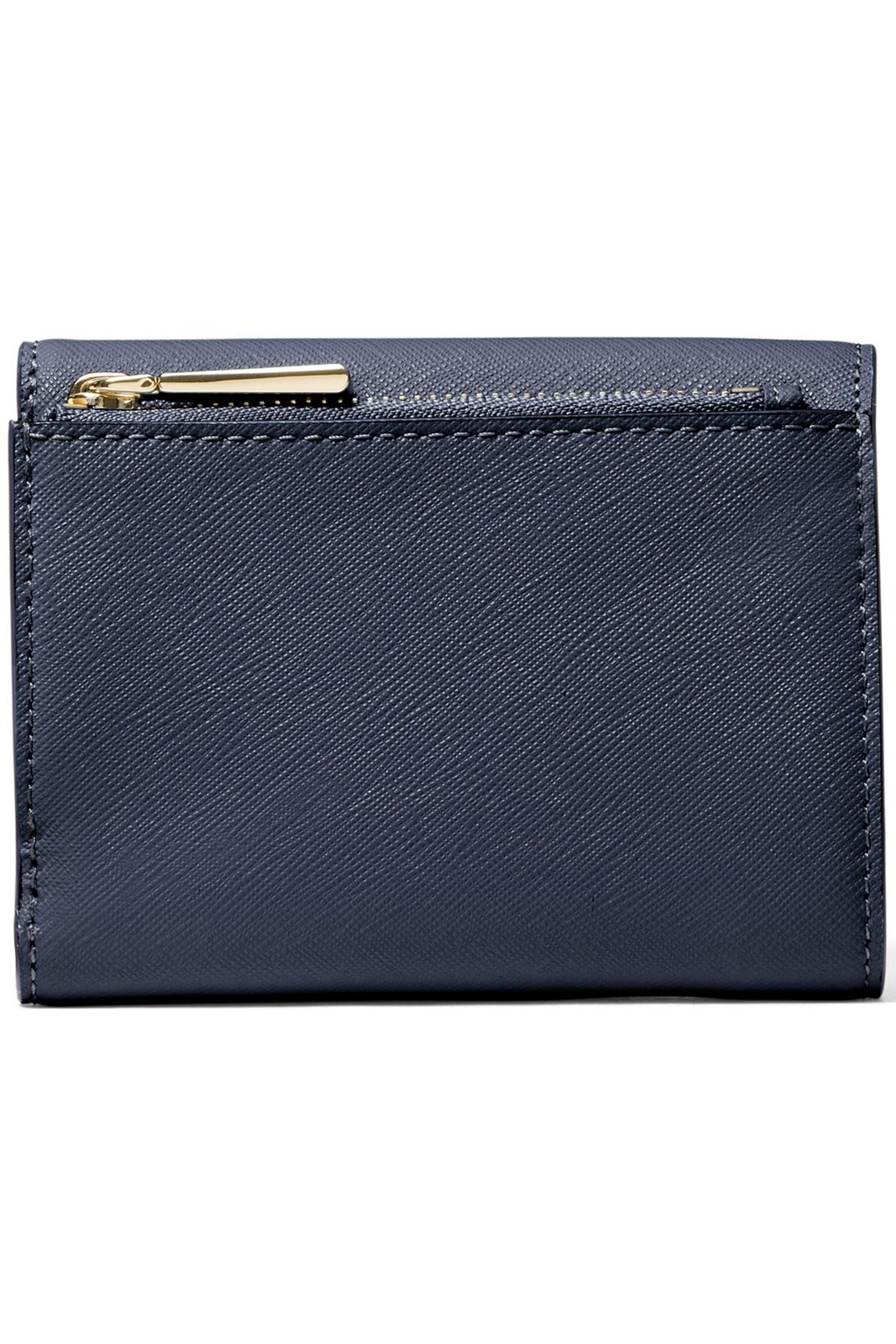 FOLDED ENVELOPE PURSE IN NAVY WITH GOLD LOGO 2