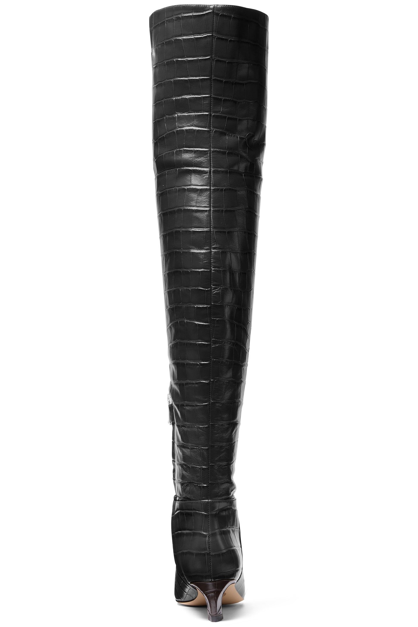 COSMO KITTEN HEEL THIGH HIGH BOOT IN BLACK CROC 3