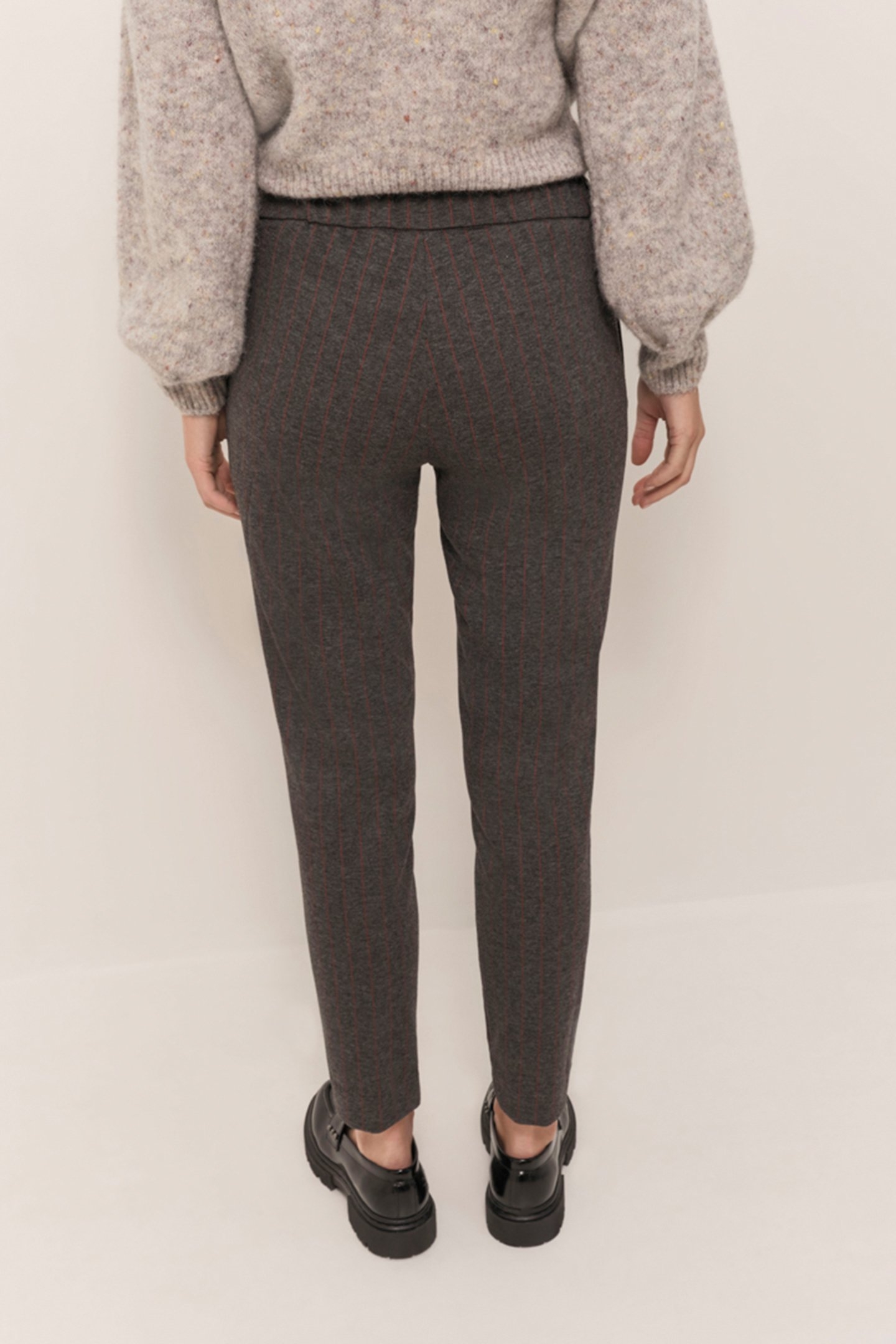 PAN - CHARCOAL GREY MILANO KNITTED CIGARETTE TROUSERS WITH 7 2