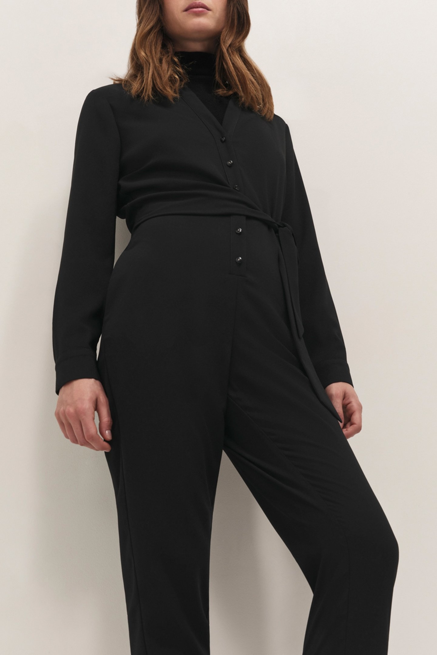 RAG - LONG BLACK JUMPSUIT WITH SIDE TIE 3