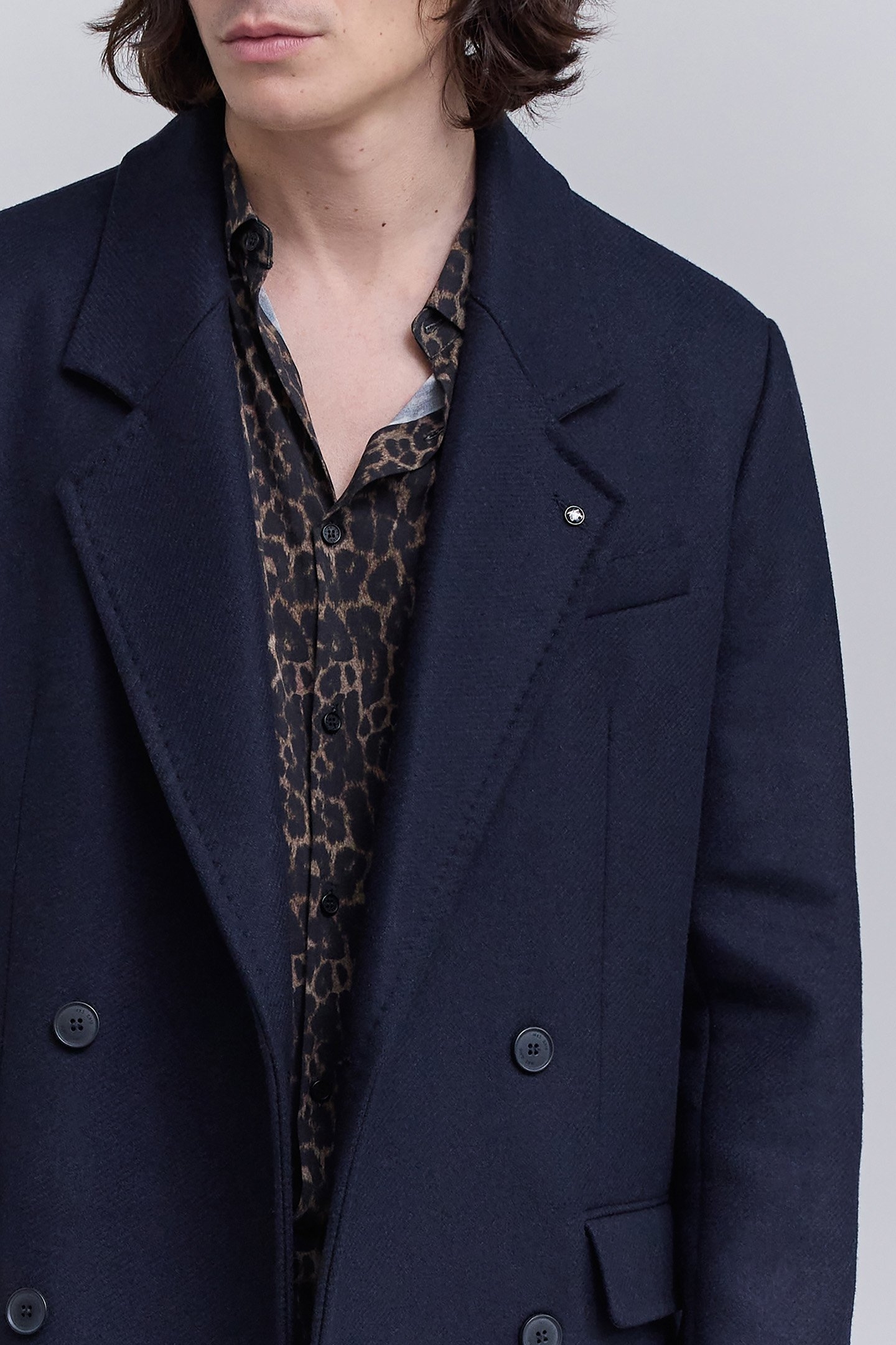 LONG NAVY BLUE DOUBLE-BREASTED COAT 4