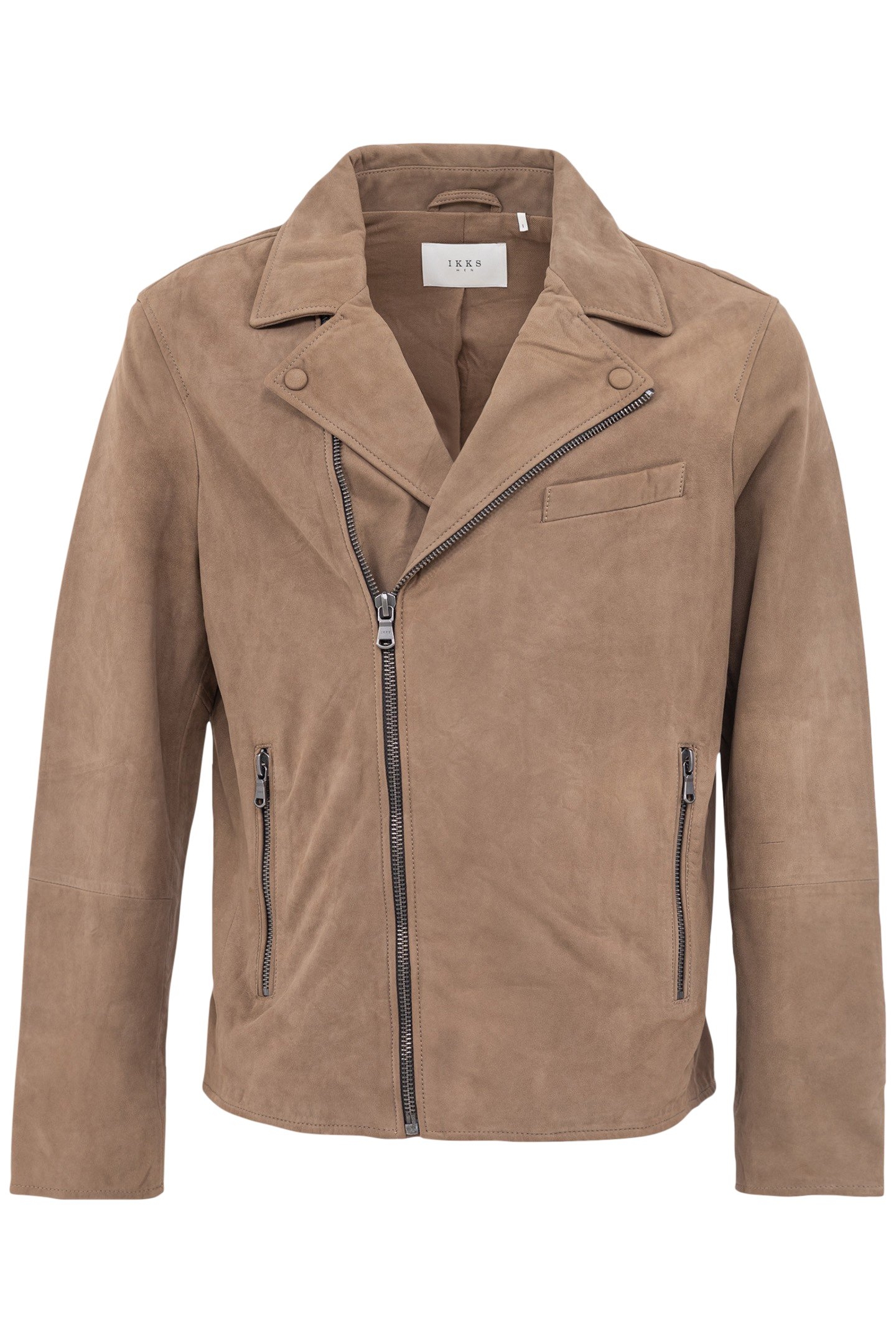 BEIGE LEATHER BIKER JACKET 4