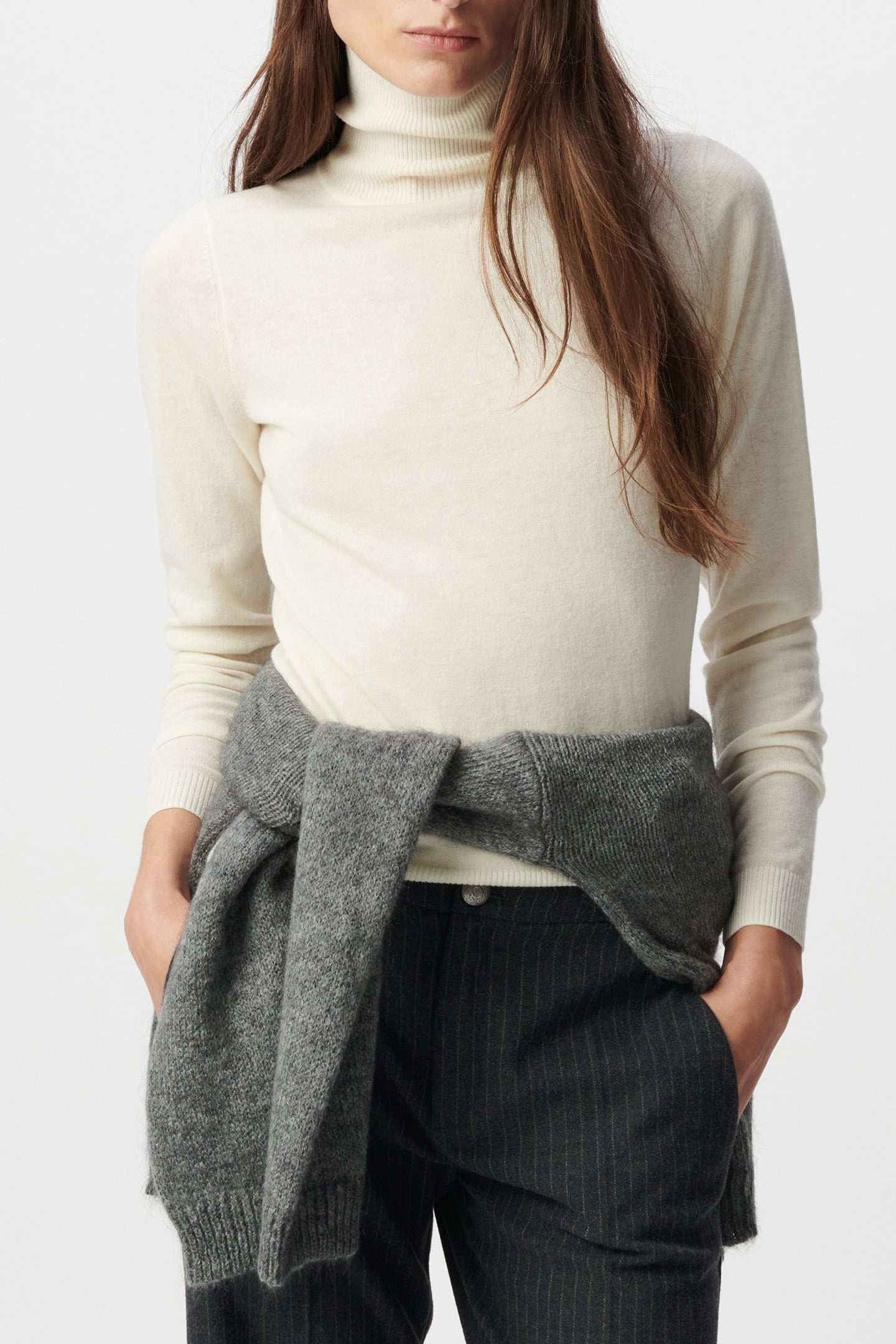 ECRU HERRINGBONE KNIT SWEATER 1