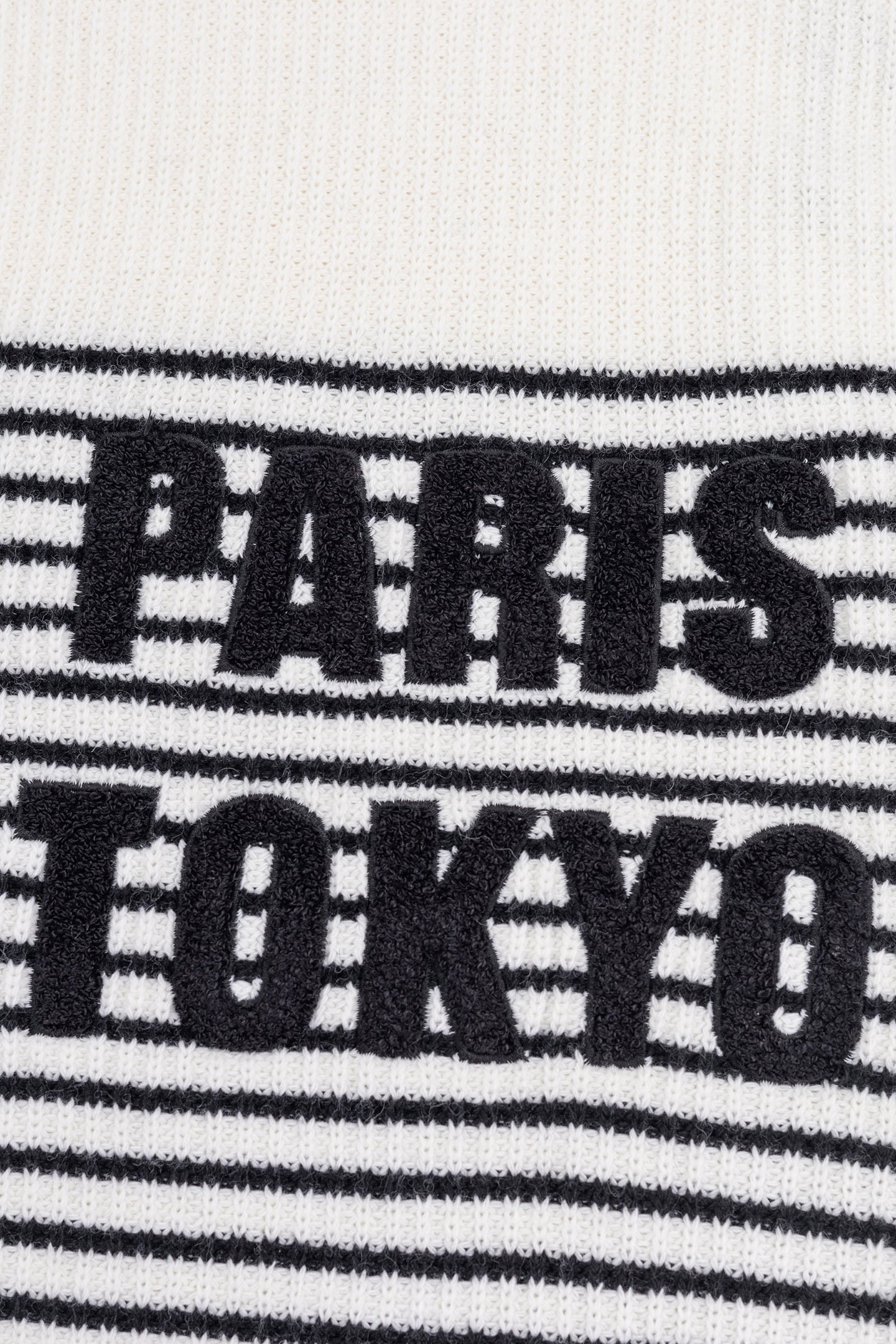 BLACK STRIPED KNIT SWEATER WITH LOOPBACK MESSAGE 5