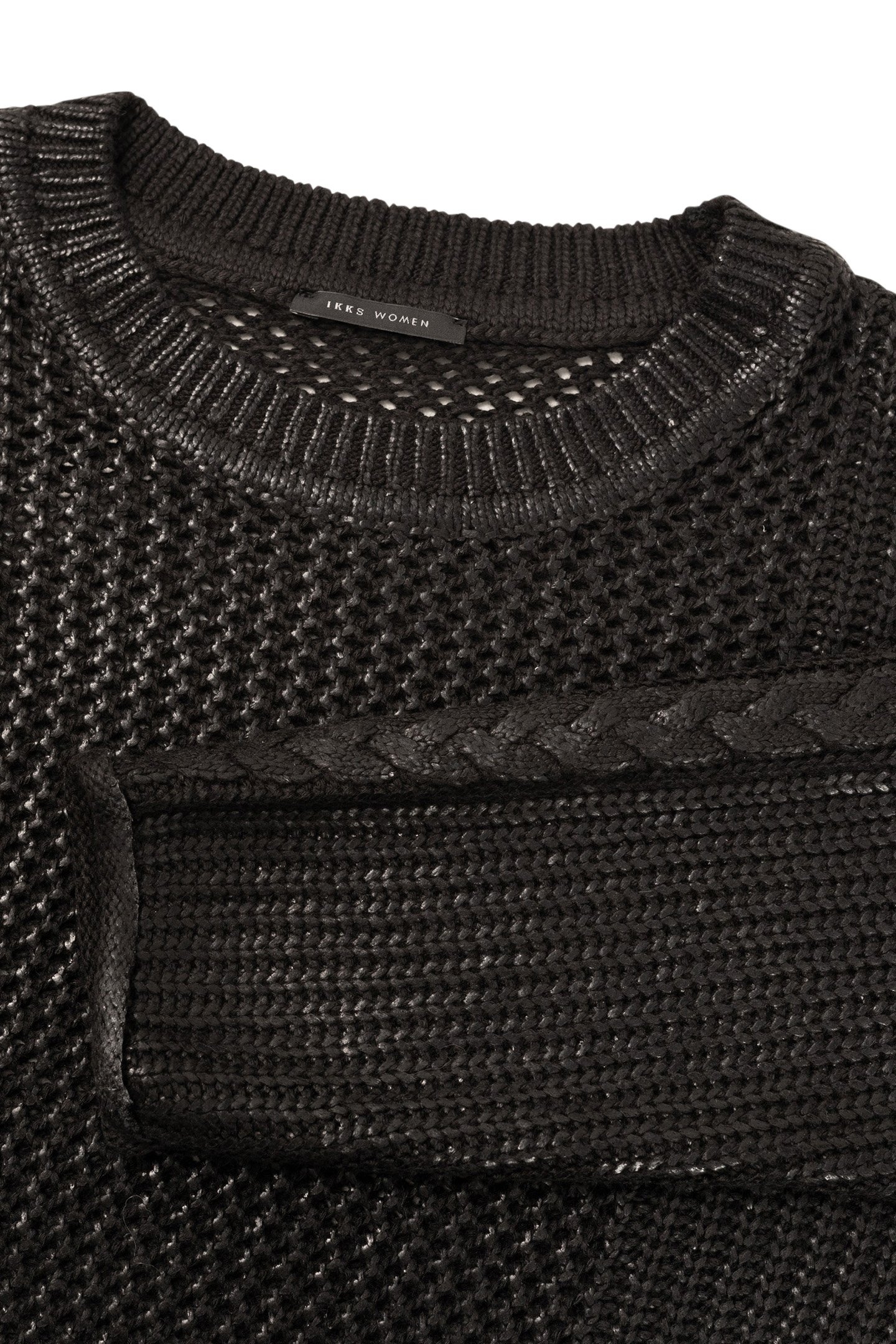 BLACK OPENWORK KNIT SWEATER 7