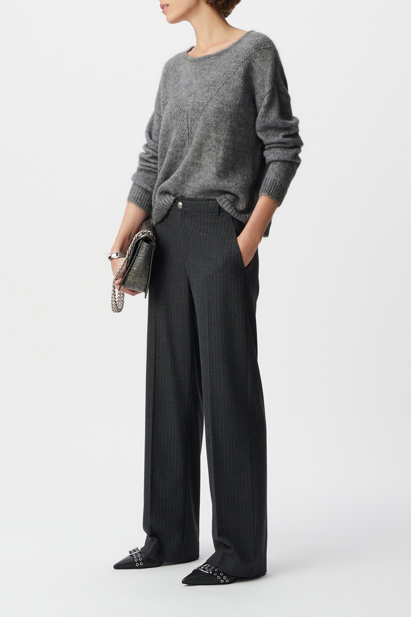 GREY HERRINGBONE KNIT SWEATER 5