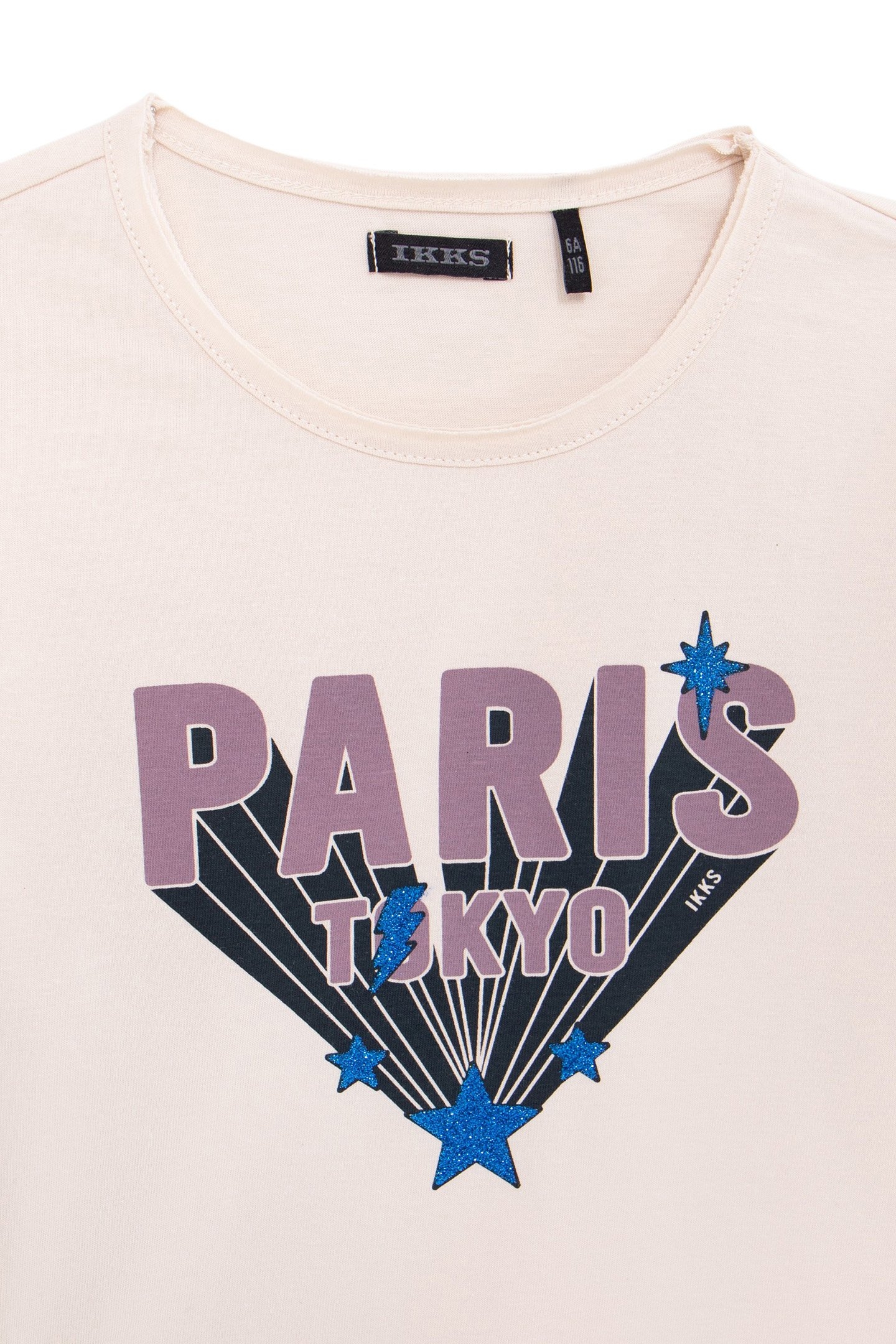 GIRL'S ECRU MESSAGE T-SHIRT WITH GLITTER STARS 5