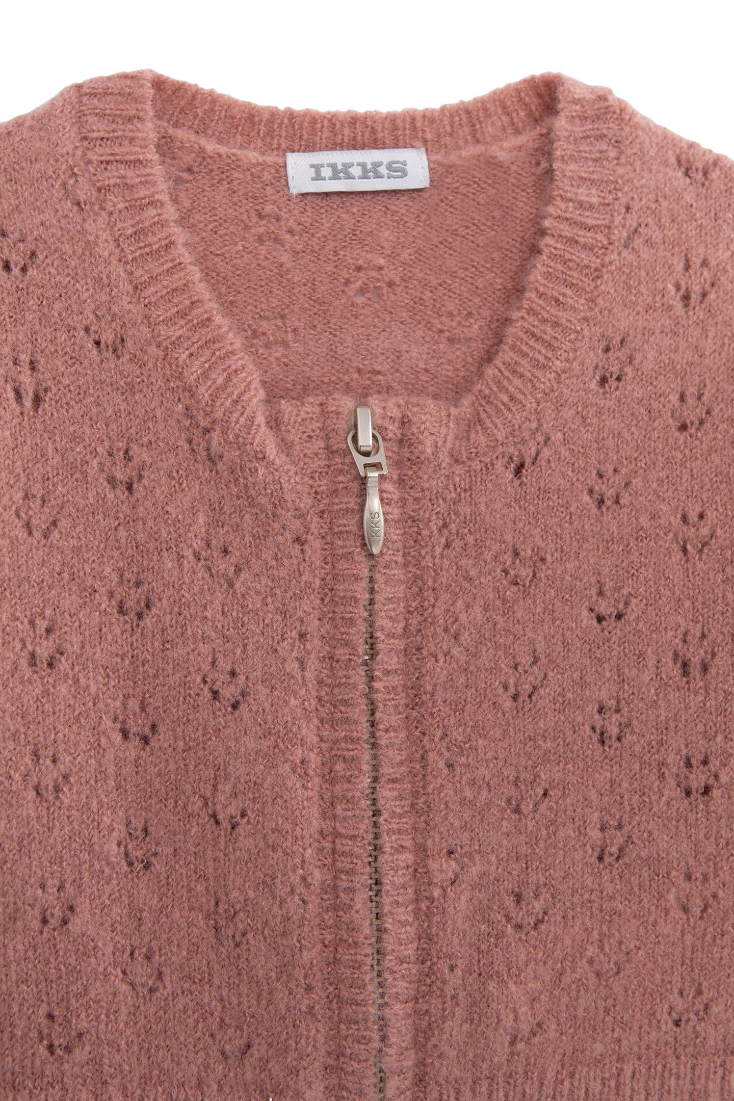 BABY GIRLS' ZIPPED PINK CARDIGAN OPENWORK KNIT 3