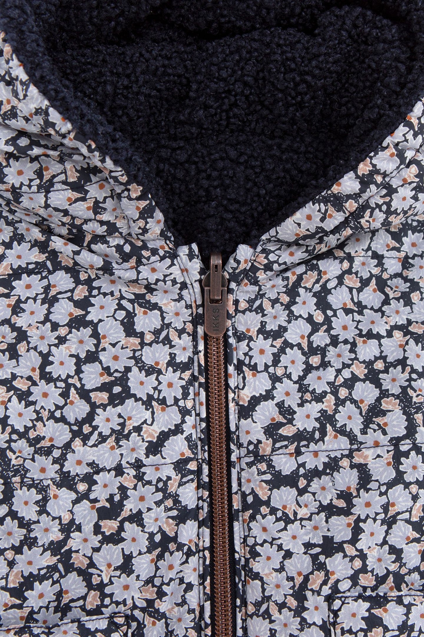 BABY GIRL'S NAVY AND FLORAL PRINT REVERSIBLE DOWN JACKET 6