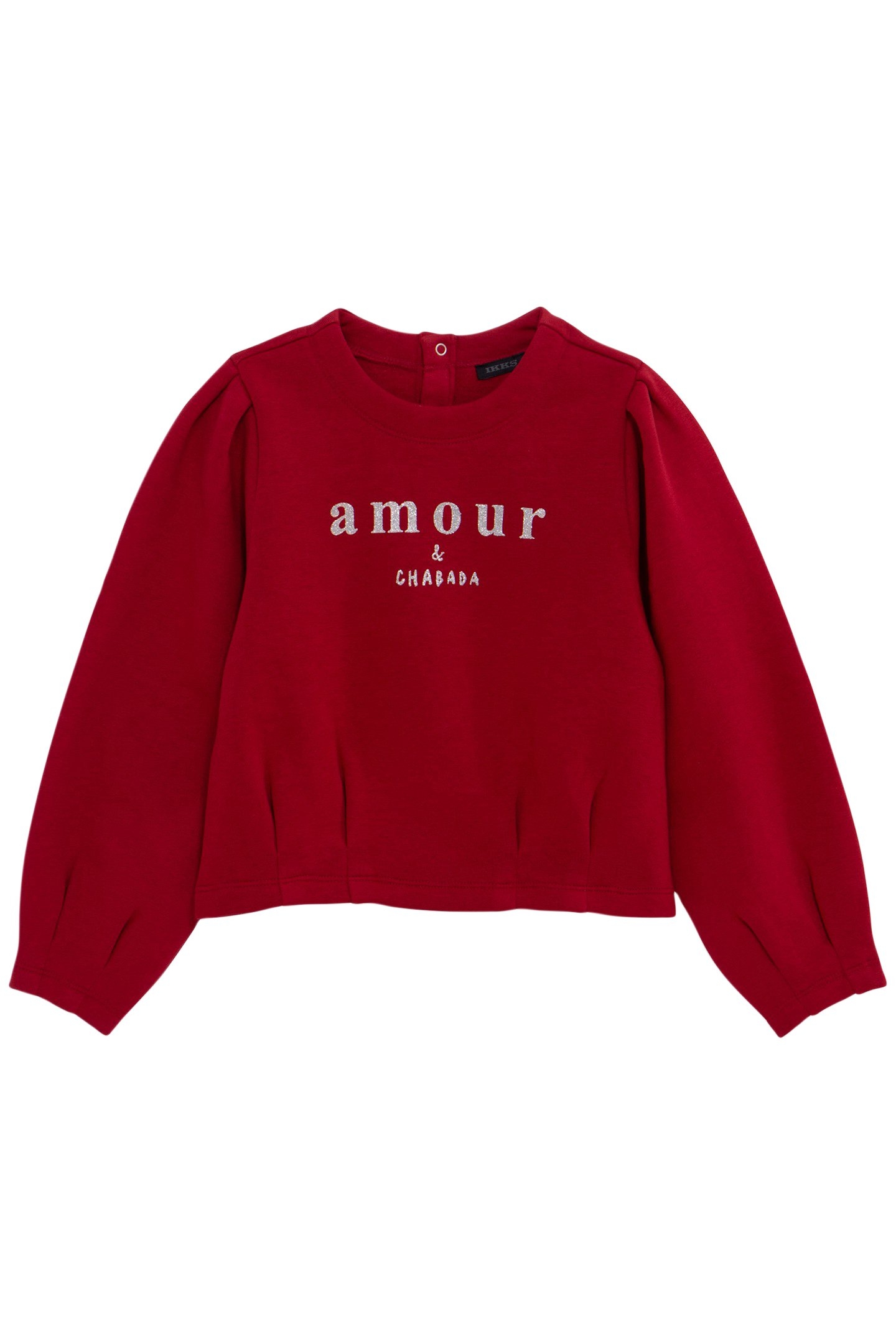 GIRL'S RED SEQUINED PRINT SWEATSHIRT WITH PLEATS 1