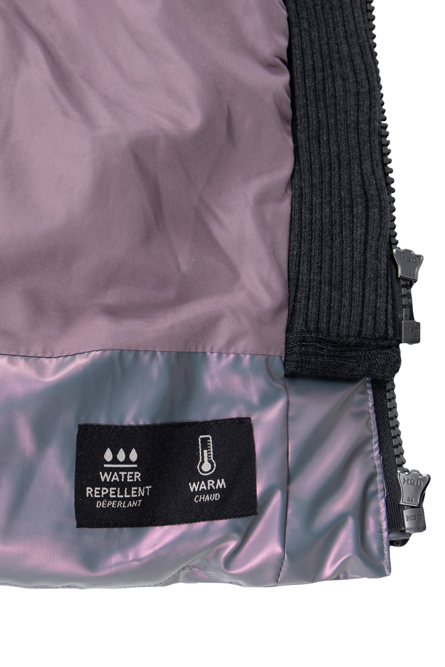 SHORT LILAC IRIDESCENT DOWN JACKET WITH GIRL'S TRIM 7