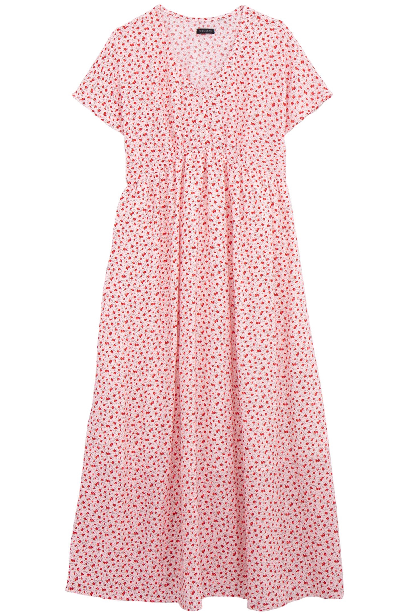ECRU MIDI DRESS LENZING™ ECOVERO™ RED FLOWERS GIRL 1