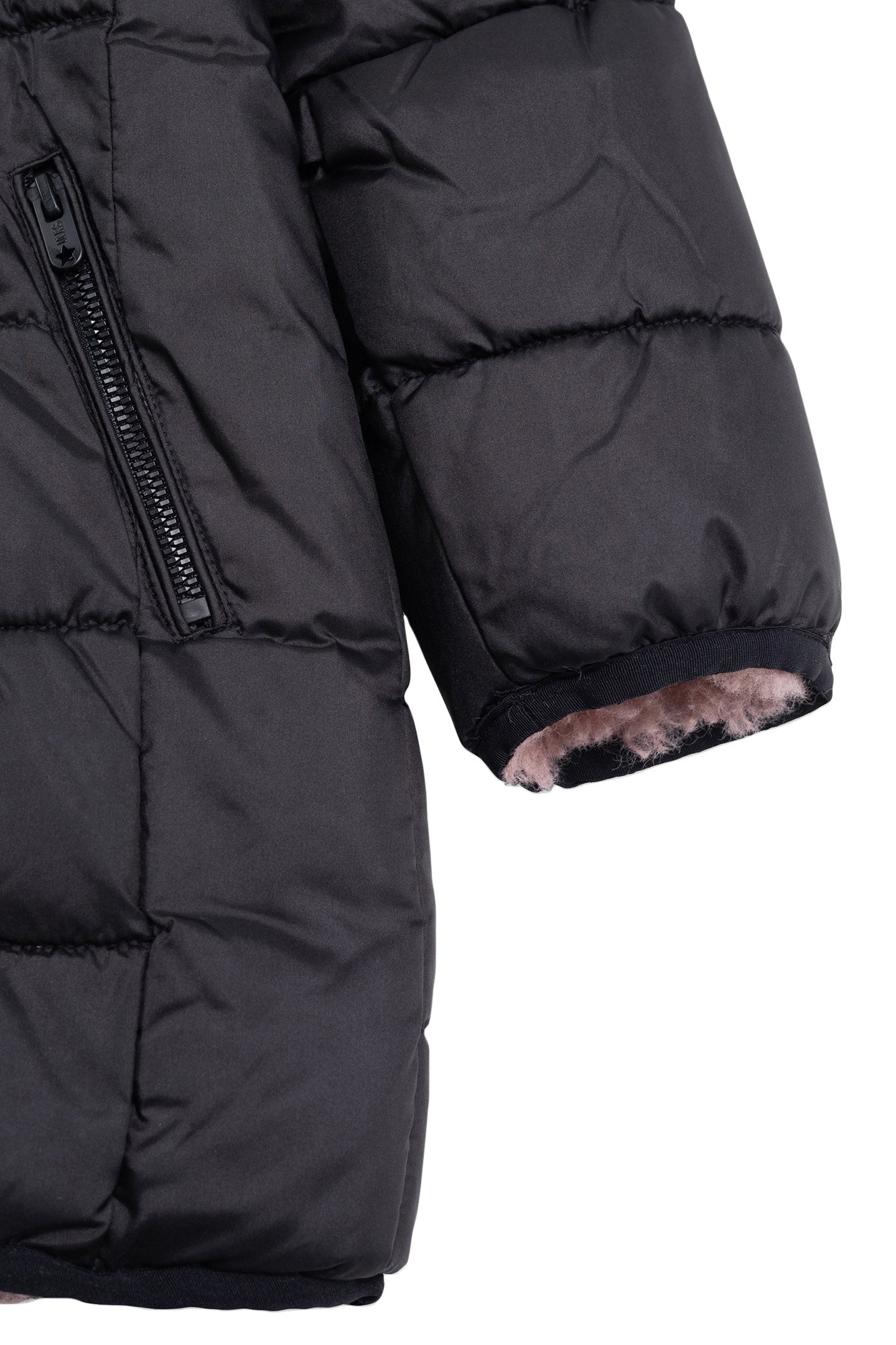 GIRL'S LONG REVERSIBLE BLACK AND PINK SHERPA JACKET 8