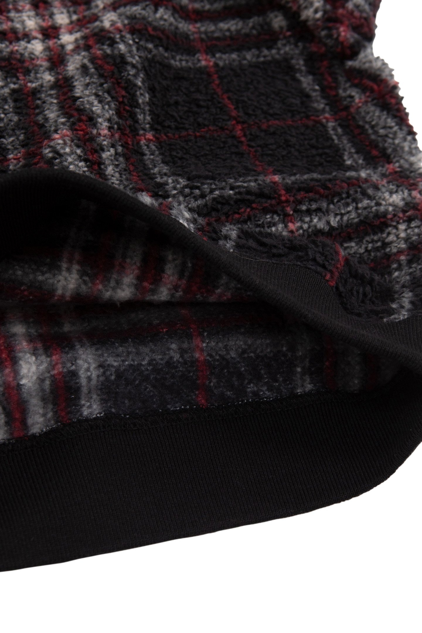 BOY'S BLACK RECYCLED SHERPA PLAID SWEATSHIRT 6