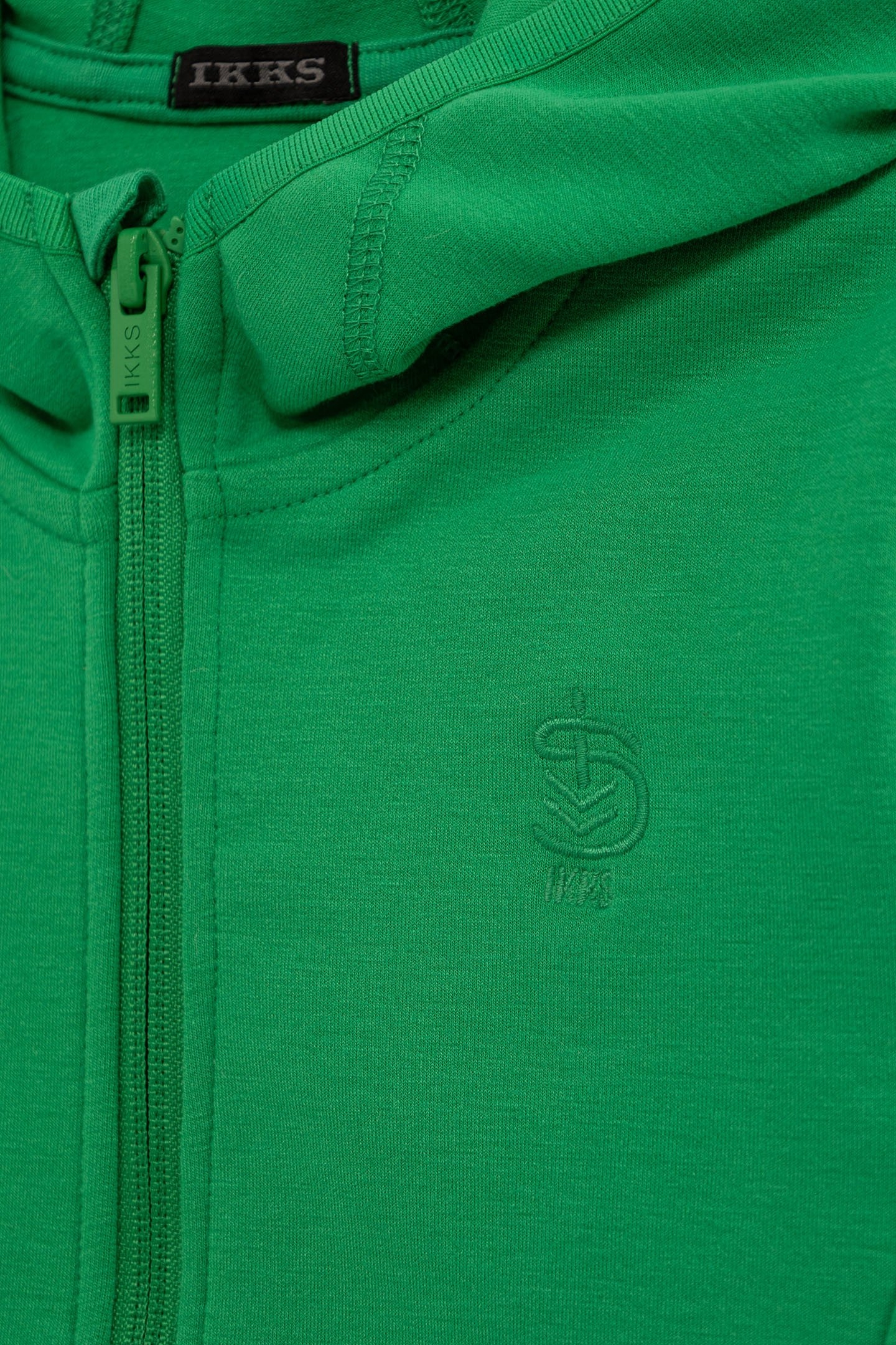 BOY'S GREEN ZIPPED CARDIGAN, SLOGAN EMBROIDERED ON BACK 6