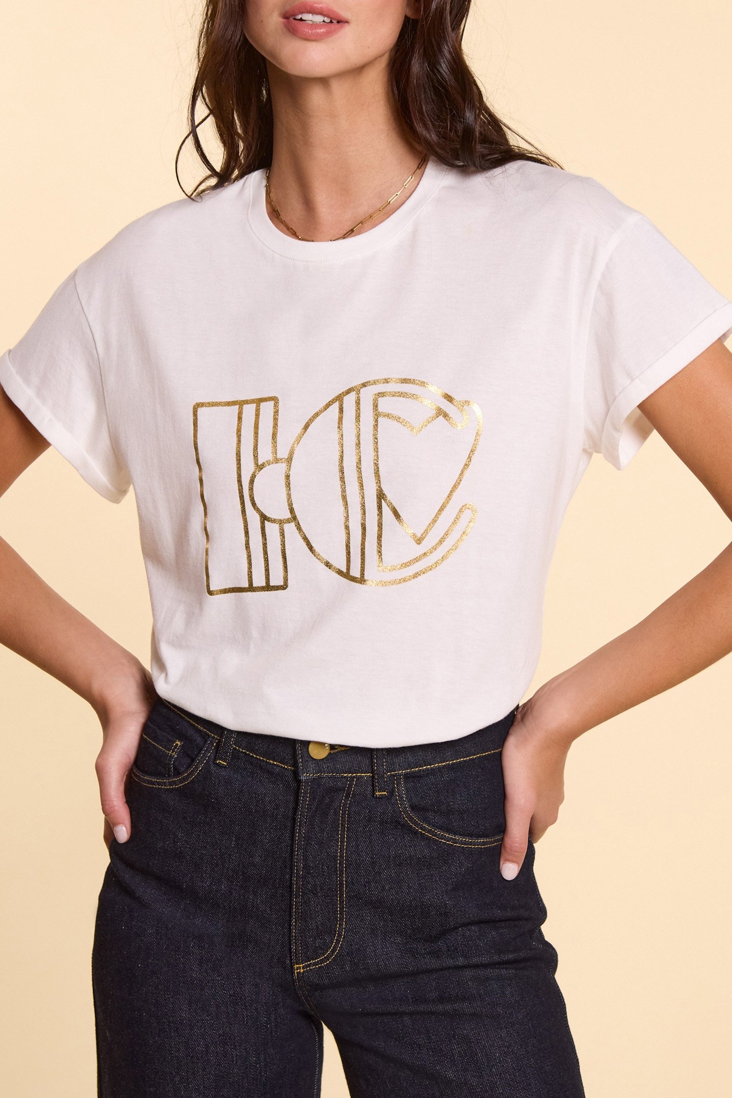 WHITE T_SHIRT WITH GOLD MONOGRAM 3