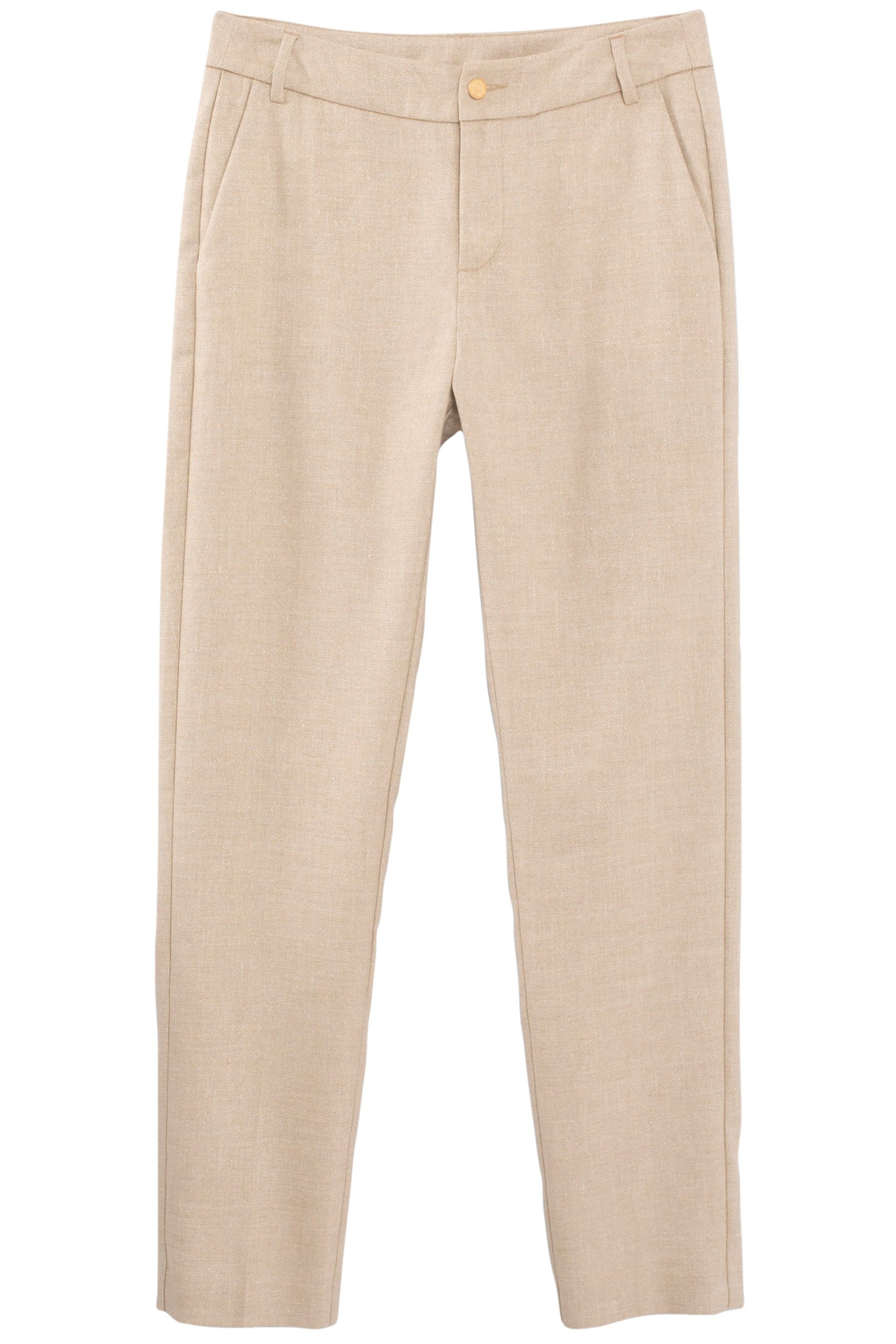 IRIDESCENT BEIGE LINEN-BLEND SUIT TROUSERS 4