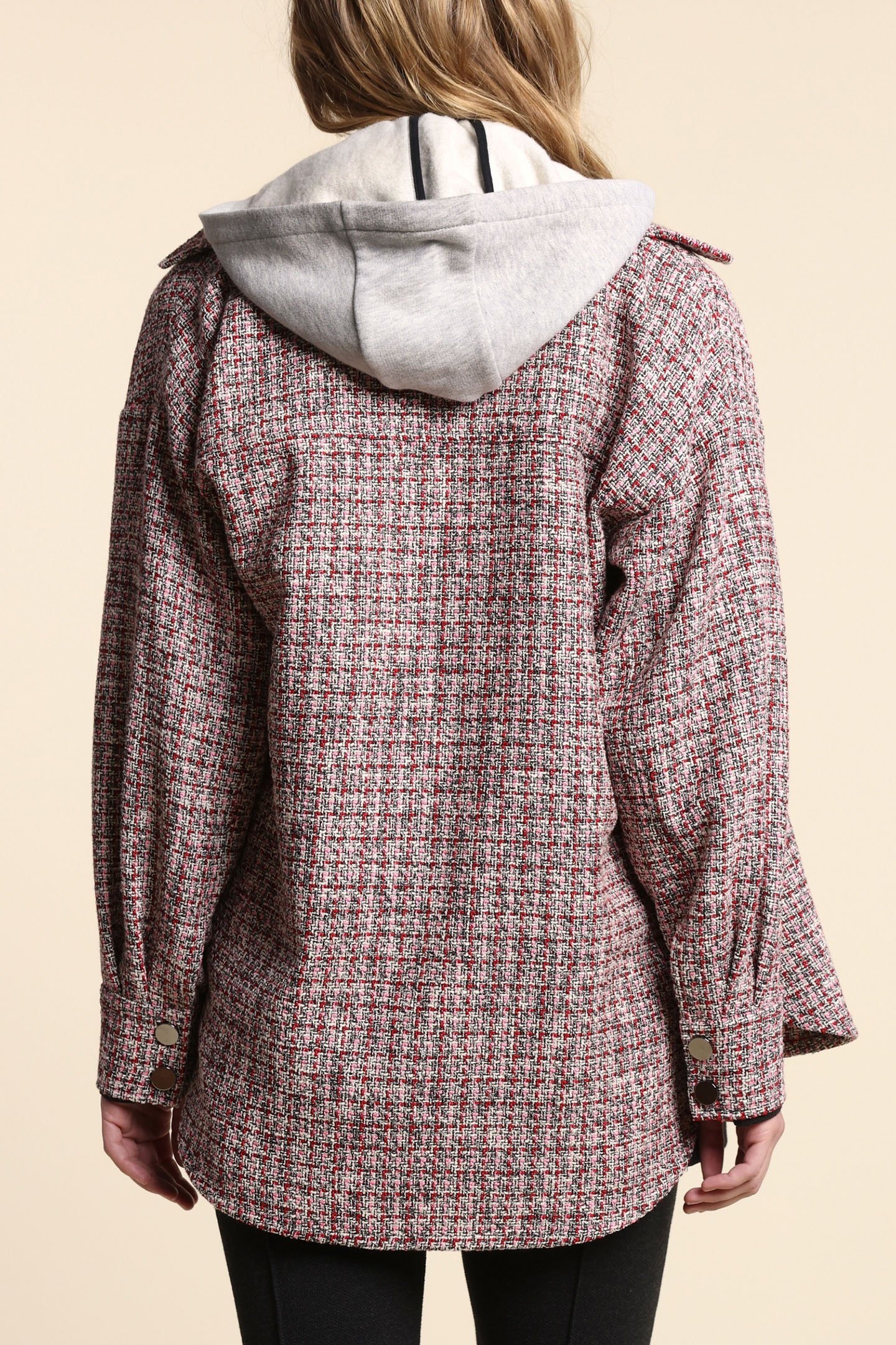 RED DECORATIVE TWEED-STYLE OVERSHIRT 2