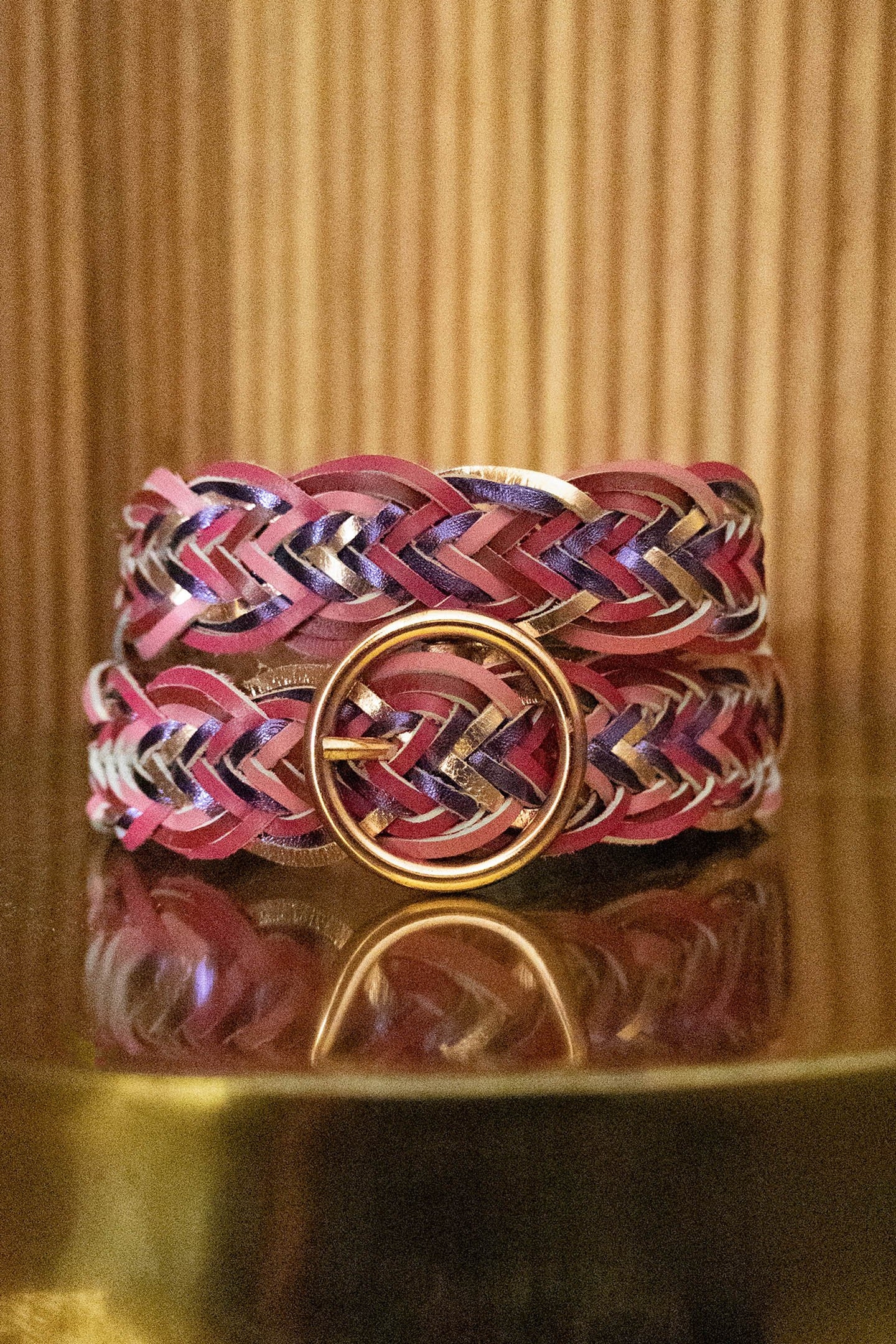 DARK PURPLE BRAIDED LEATHER BELT 5