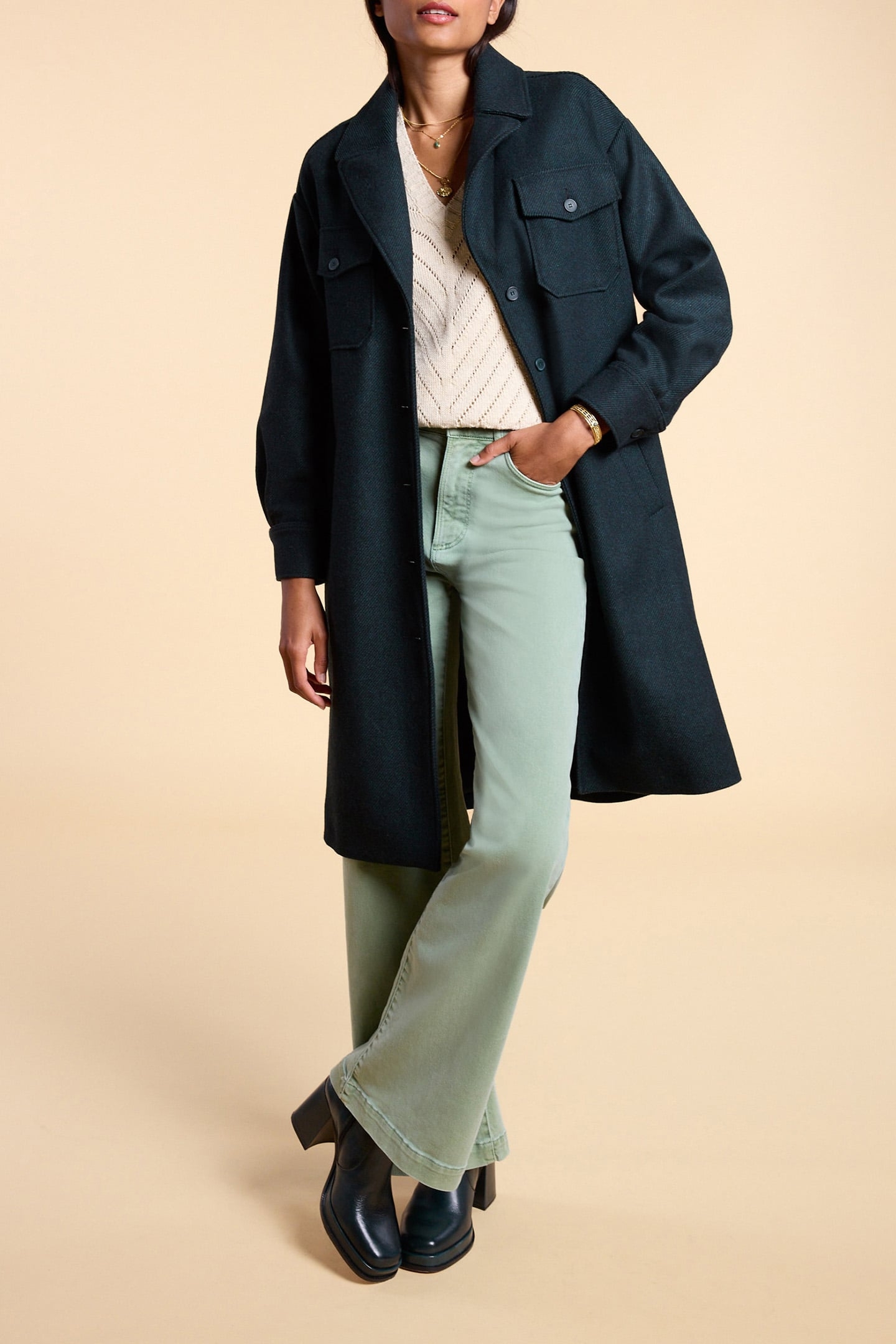 ECRU DECORATIVE KNIT SHORT SLEEVE SWEATER 5