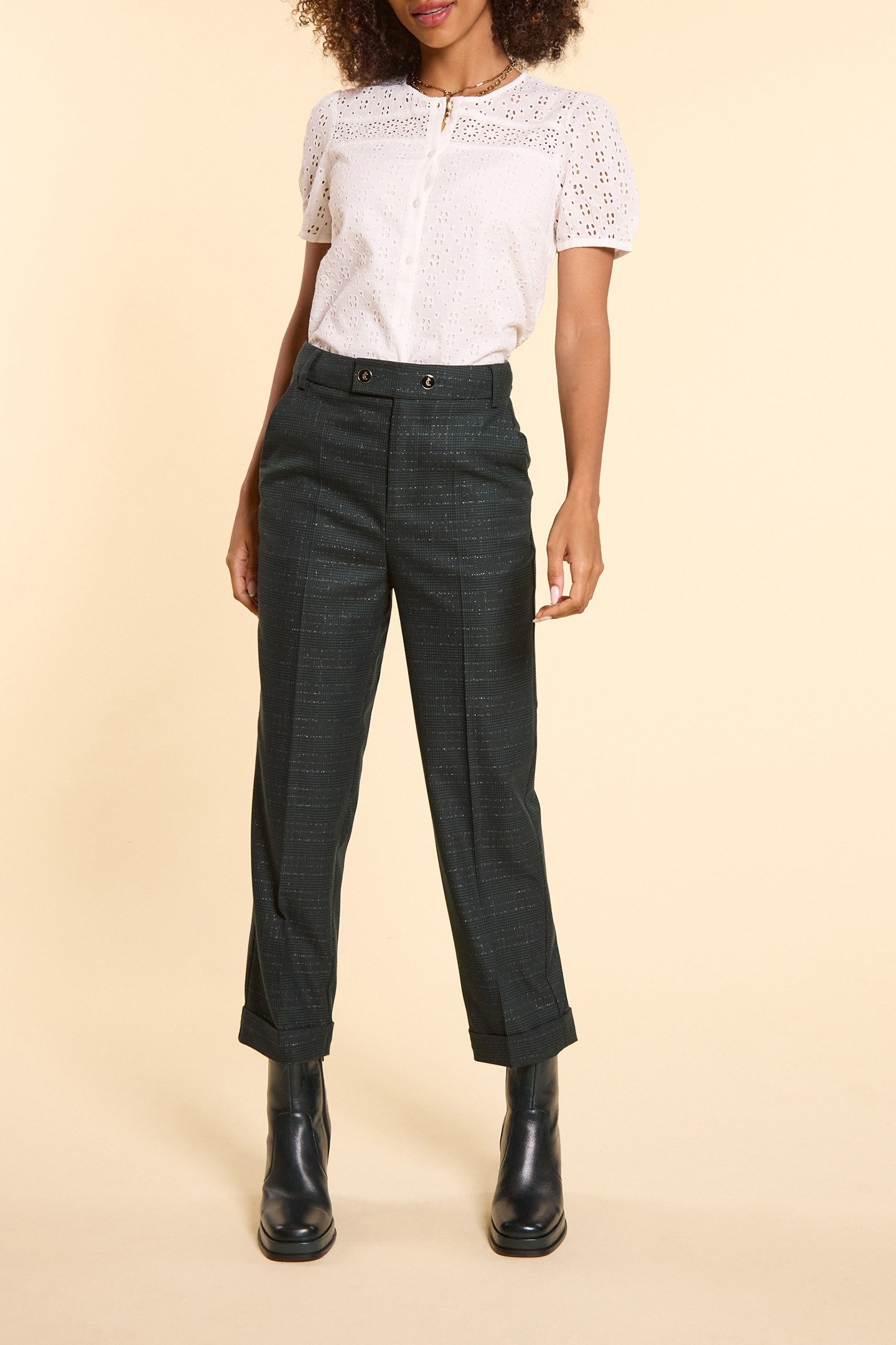 MIDNIGHT GREEN CHECKERED SUIT PANTS 2