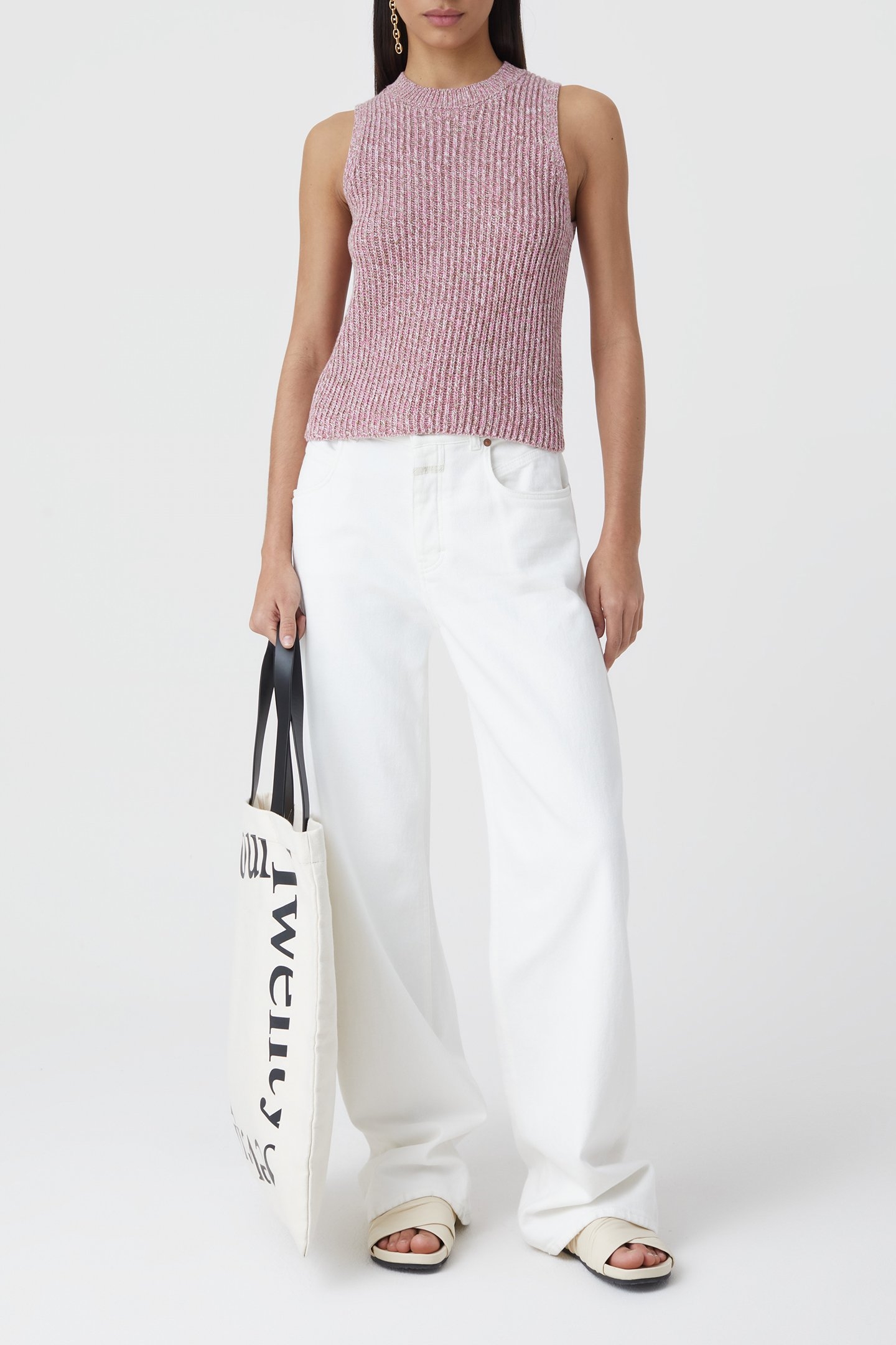 CREW NECK RACER TOP KNITS PINK LILIES 3