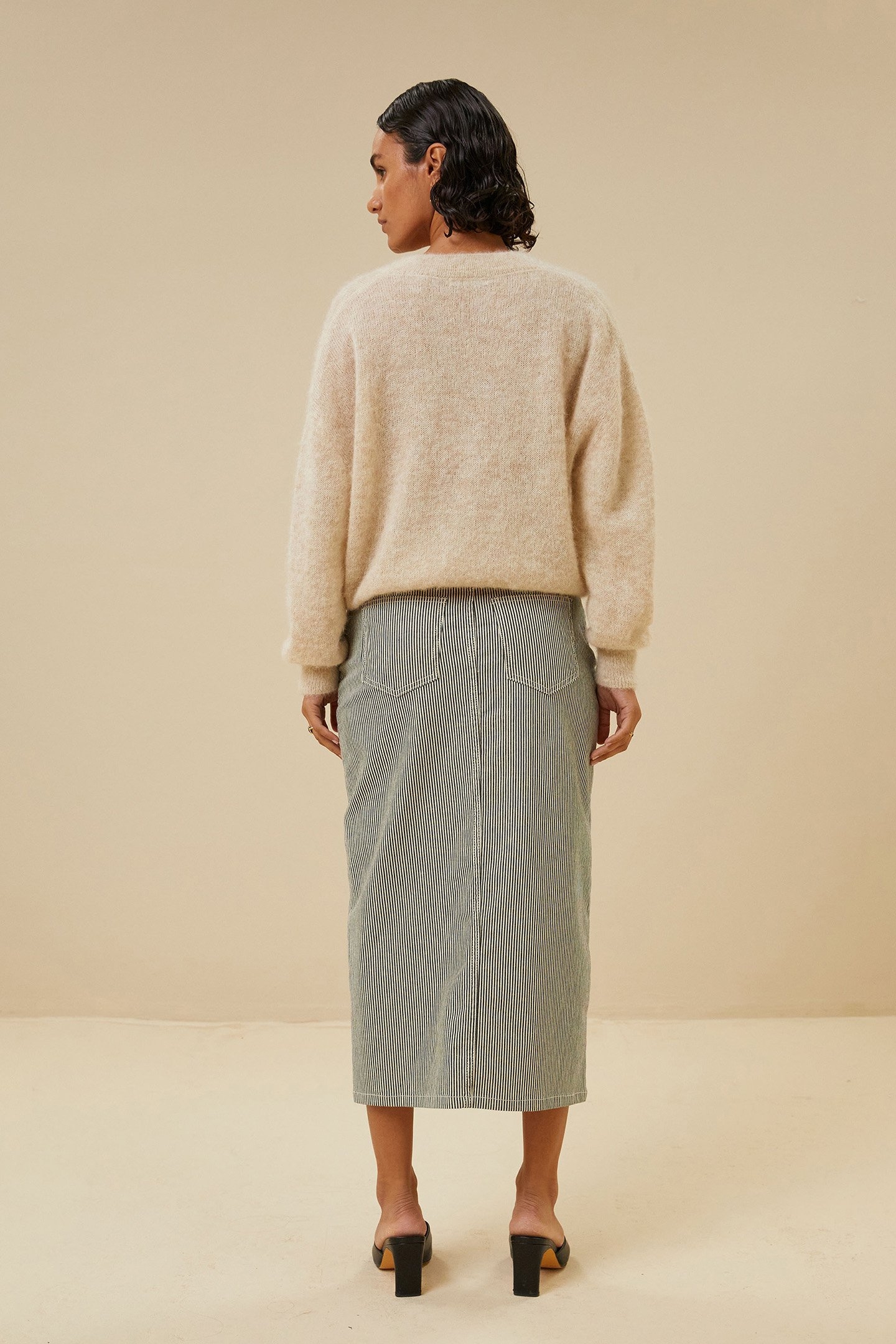 ELBA STRIPE SKIRT JET BLACK 2