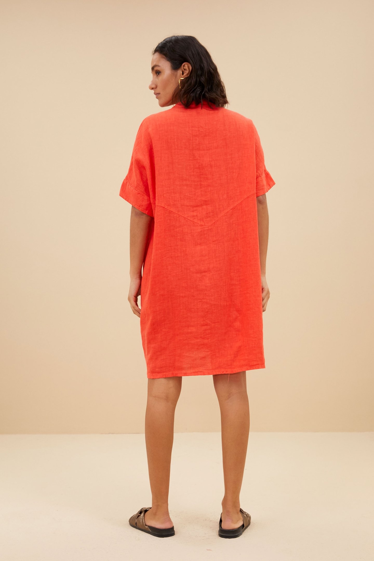 TAIS LINEN DRESS POPPY RED 2