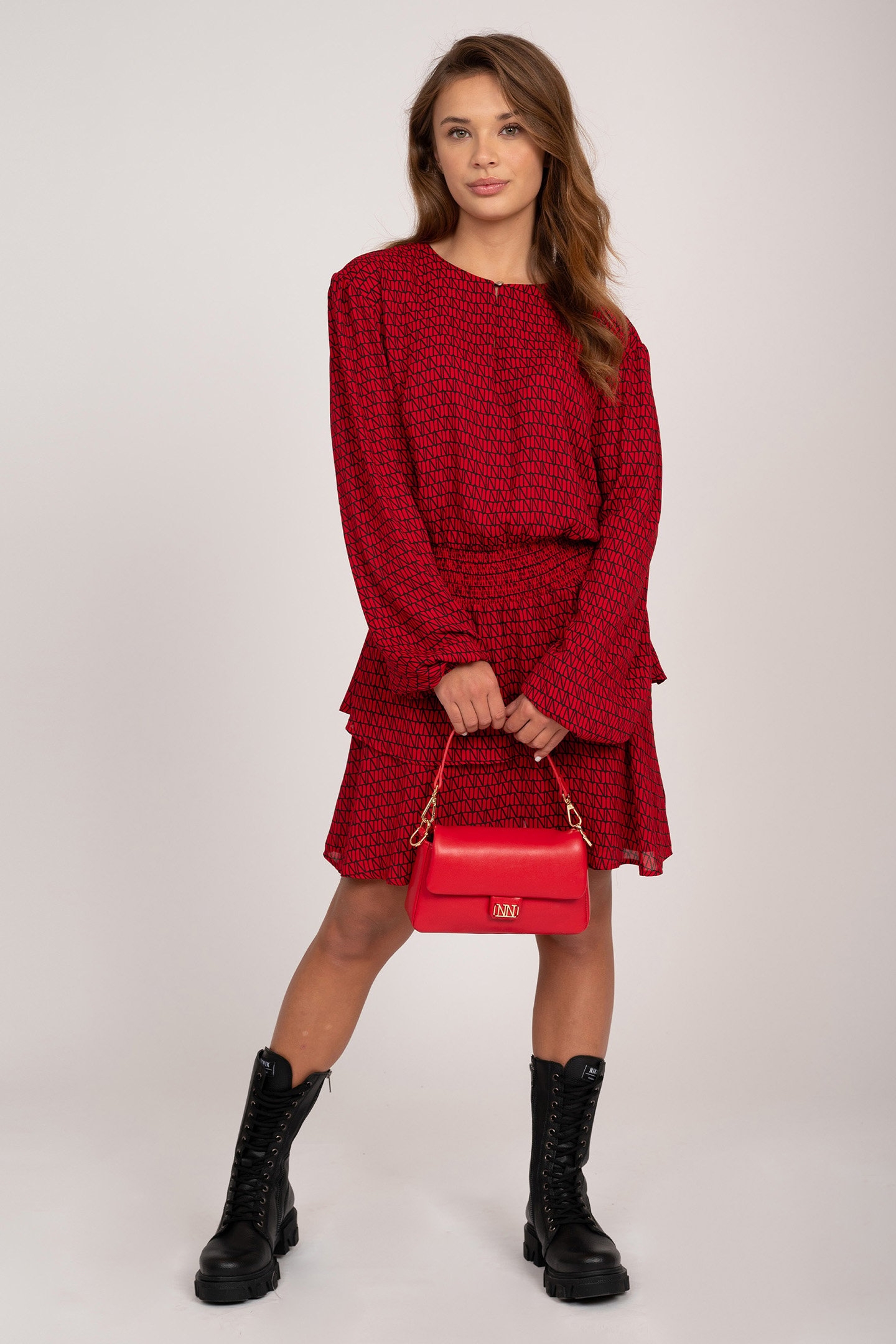 LEIGHTON LOGO DRESS RUBY RED 1