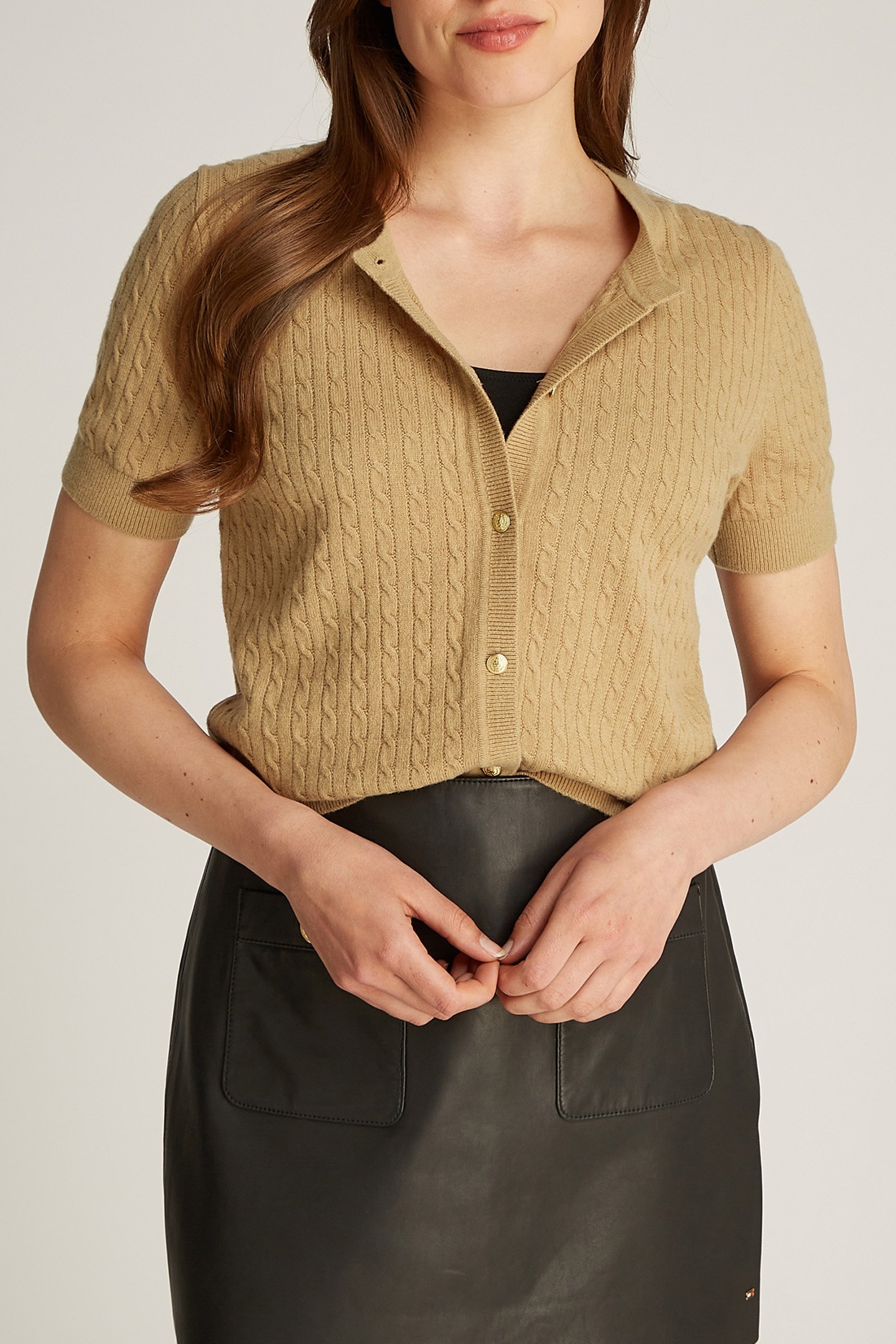 TOMMY HILFIGER REGULAR FIT KNIT VEST LIGHT BROWN 1