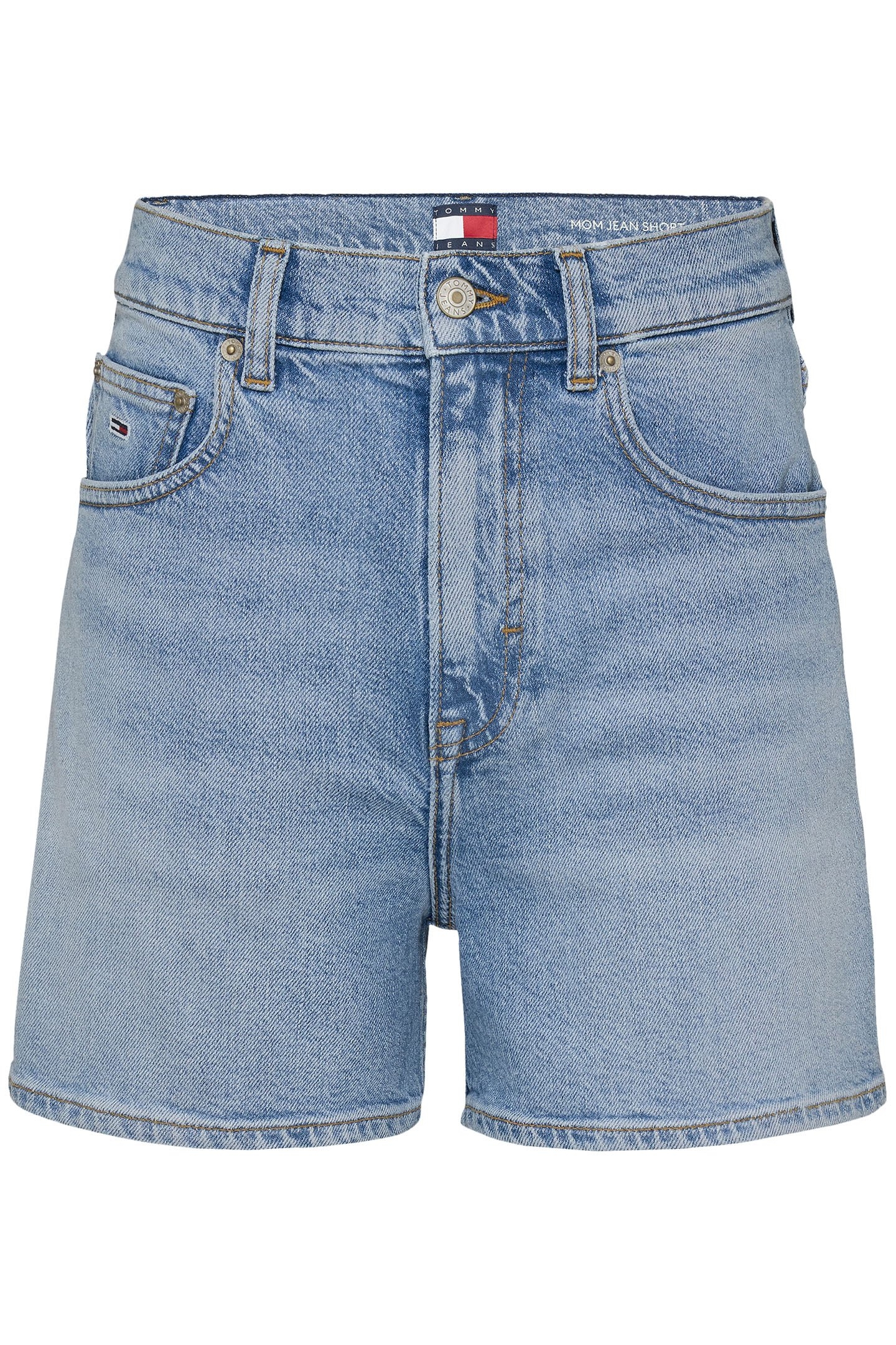 MOM HIGH-WAISTED SKINNY FIT SHORTS BLUE 5