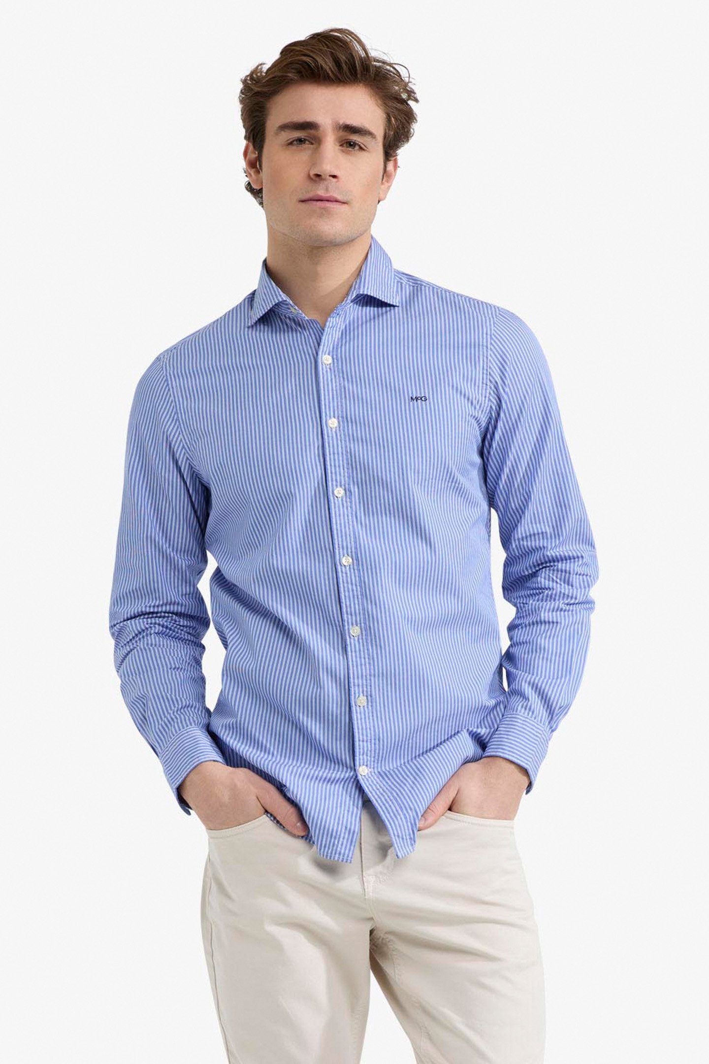 STRIPE SHIRT MEDIUM BLUE 1