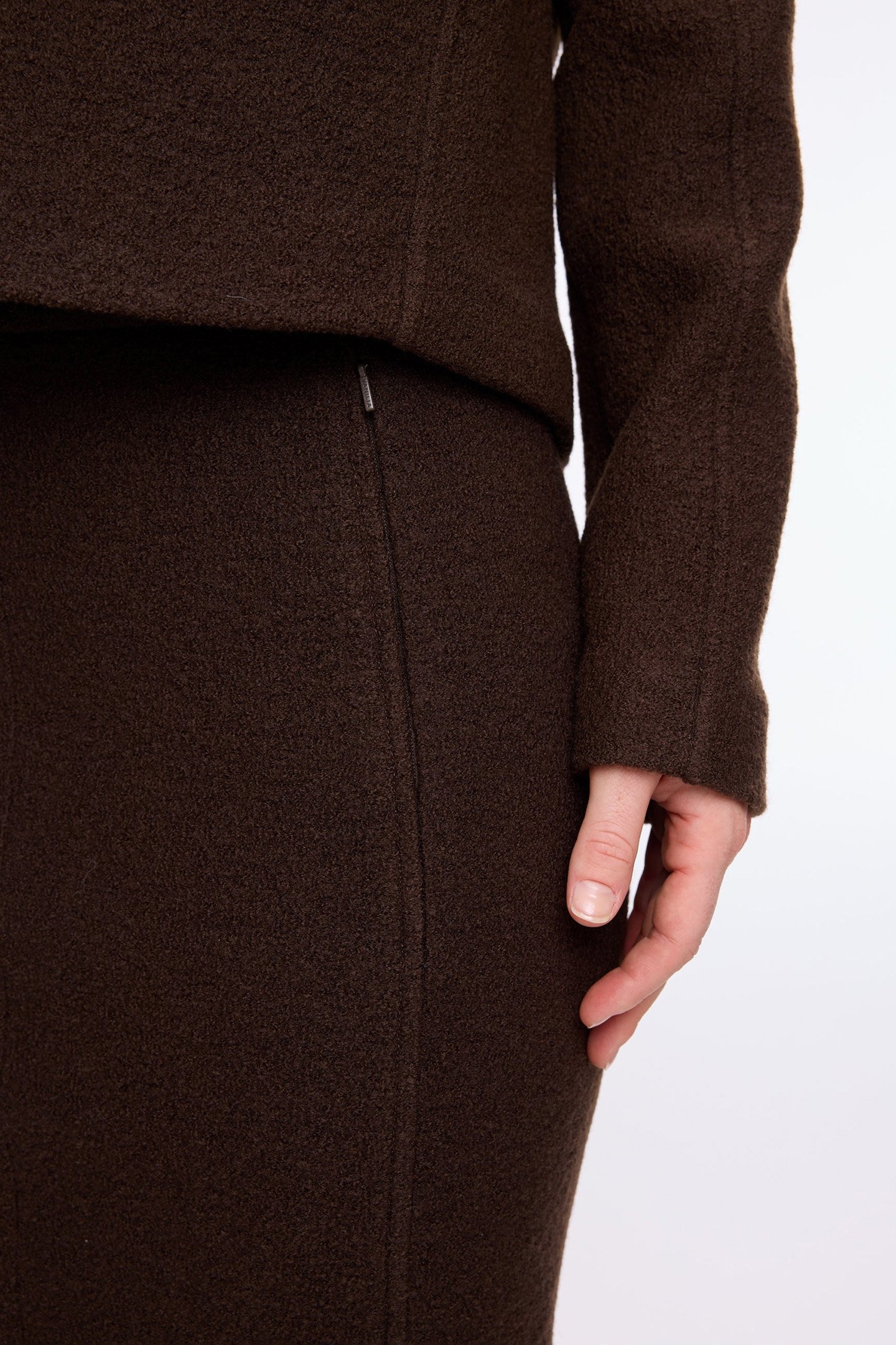 CURL WOOL PENCIL SKIRT TURKISH COFFEE 6